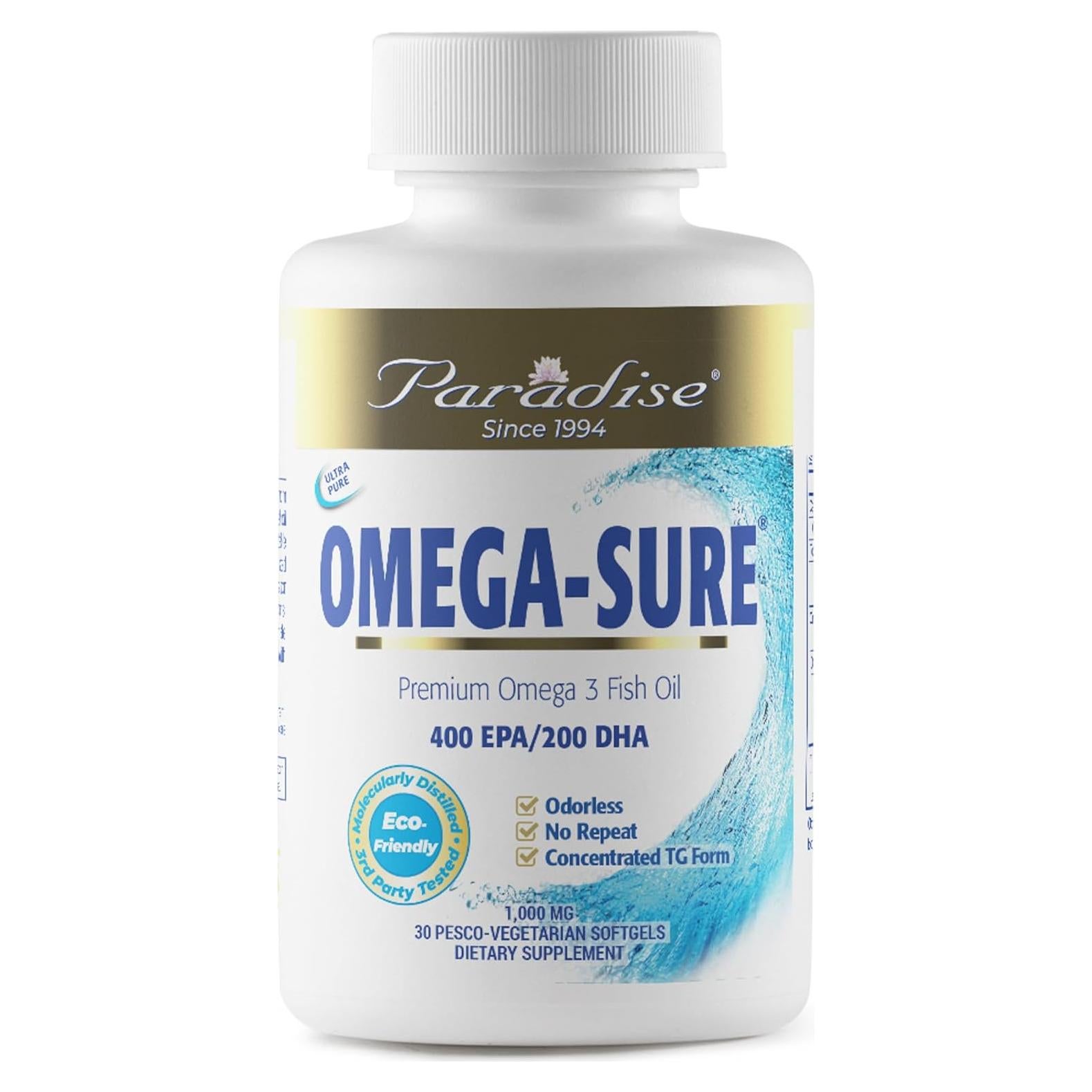 Omega-3 Paradise Herbs Omega-Sure 30 Cápsulas Blandas Veganas