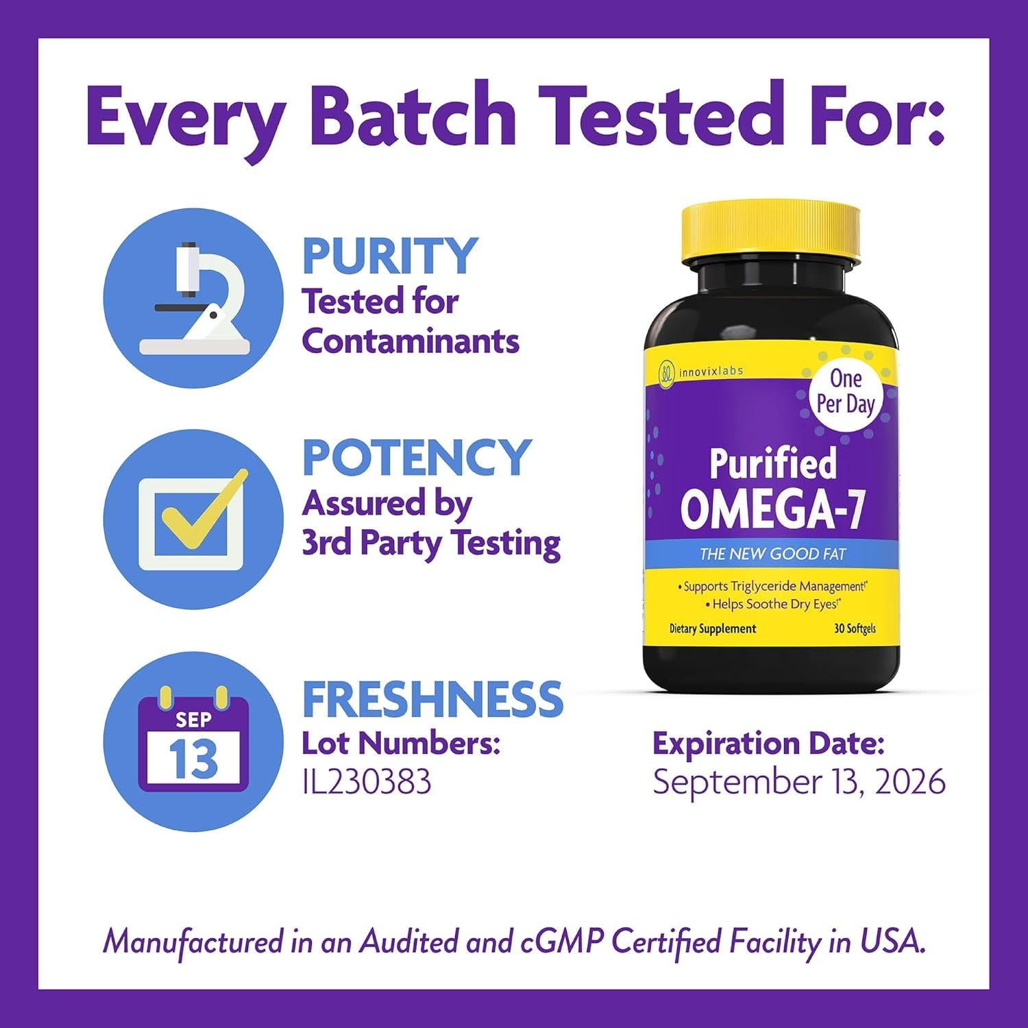 Suplemento Omega 7 InnovixLabs 210 mg Ácido Palmitoleico 30 Gelatinas