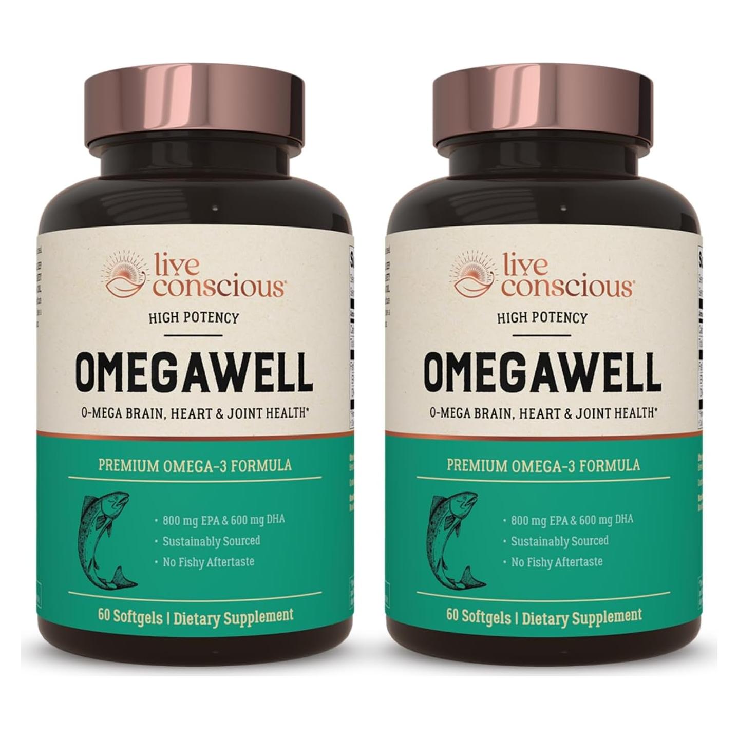 Aceite de Pescado Omega-3 Live Conscious 120 Cápsulas 800 mg EPA