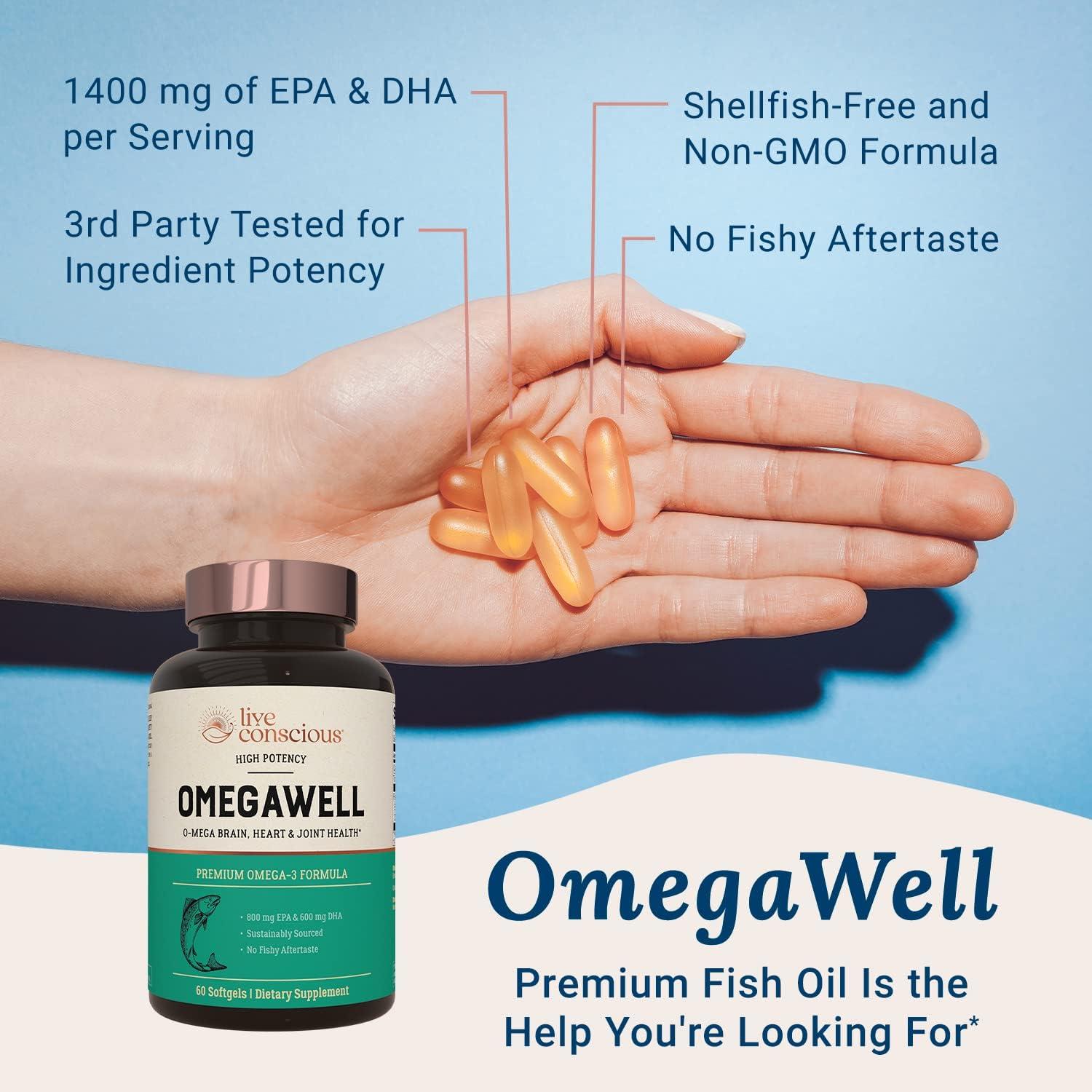 Aceite de Pescado Omega-3 Live Conscious 120 Cápsulas 800 mg EPA