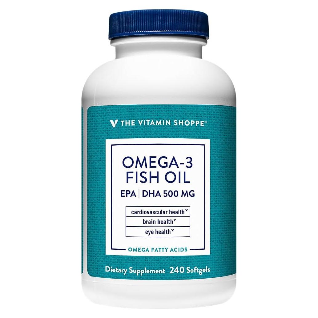 Aceite de Pescado Omega 3 The Vitamin Shoppe 500mg 240 Cápsulas