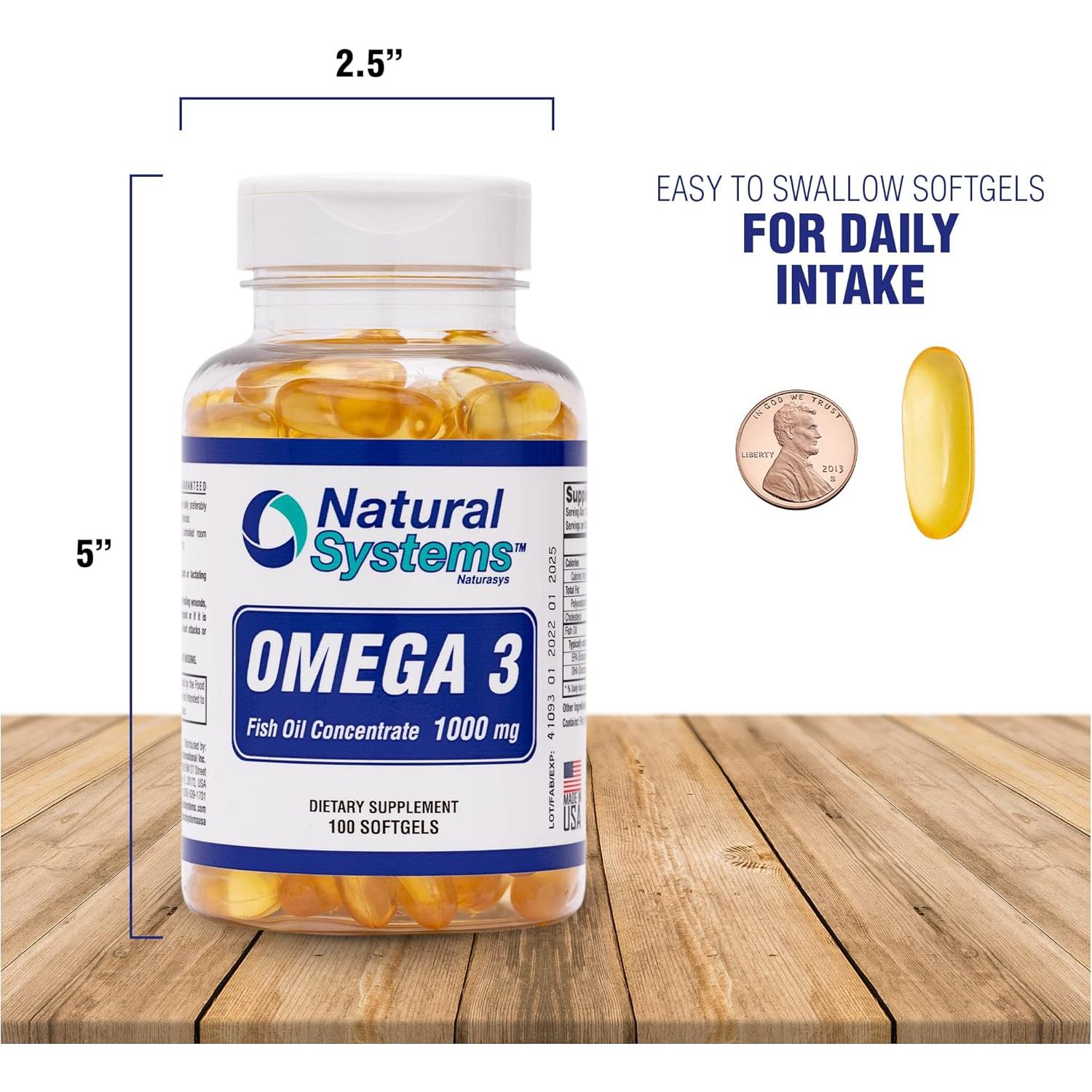Omega 3 1000mg Aceite de Pescado Sistemas Naturales 100 Cápsulas