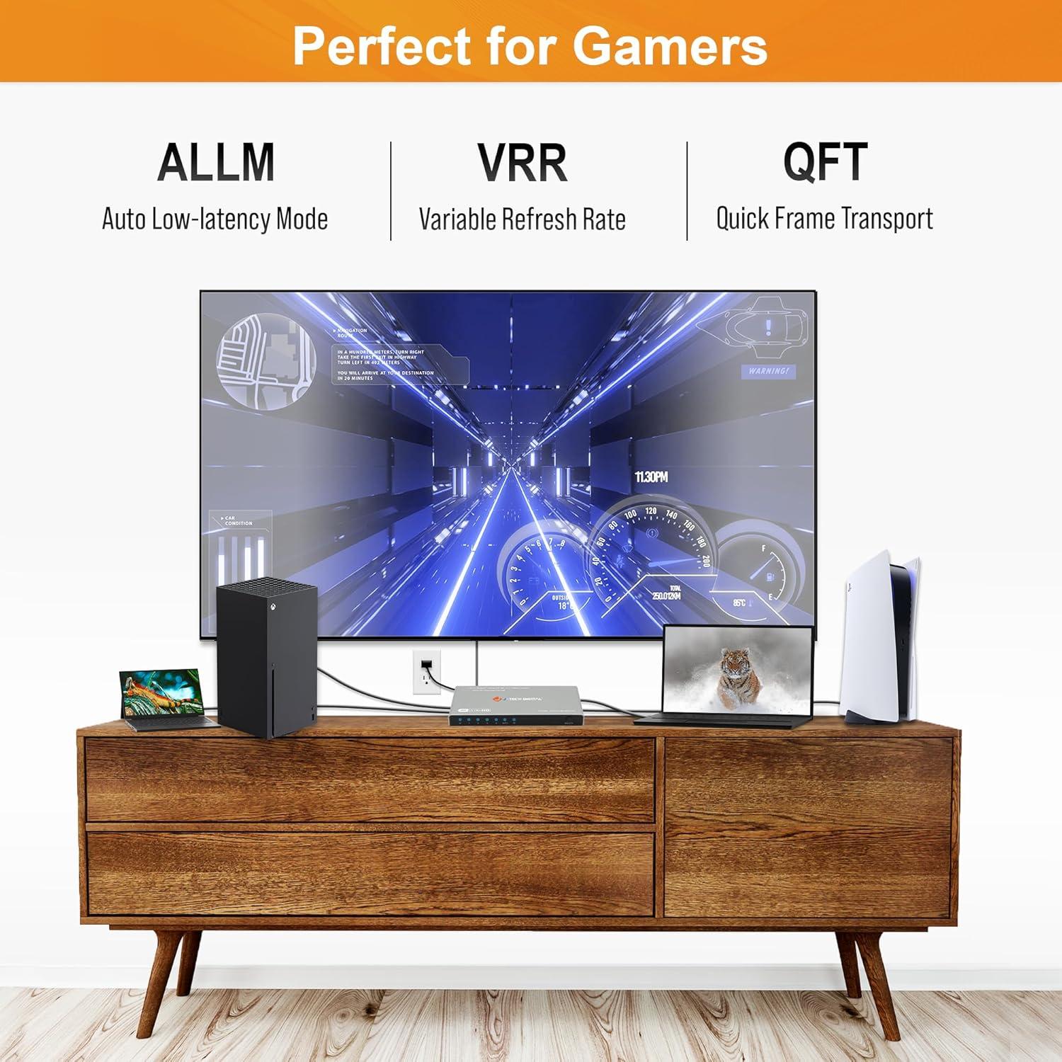 Switch HDMI 4K 120Hz J-Tech Digital 4 en 1 Automático