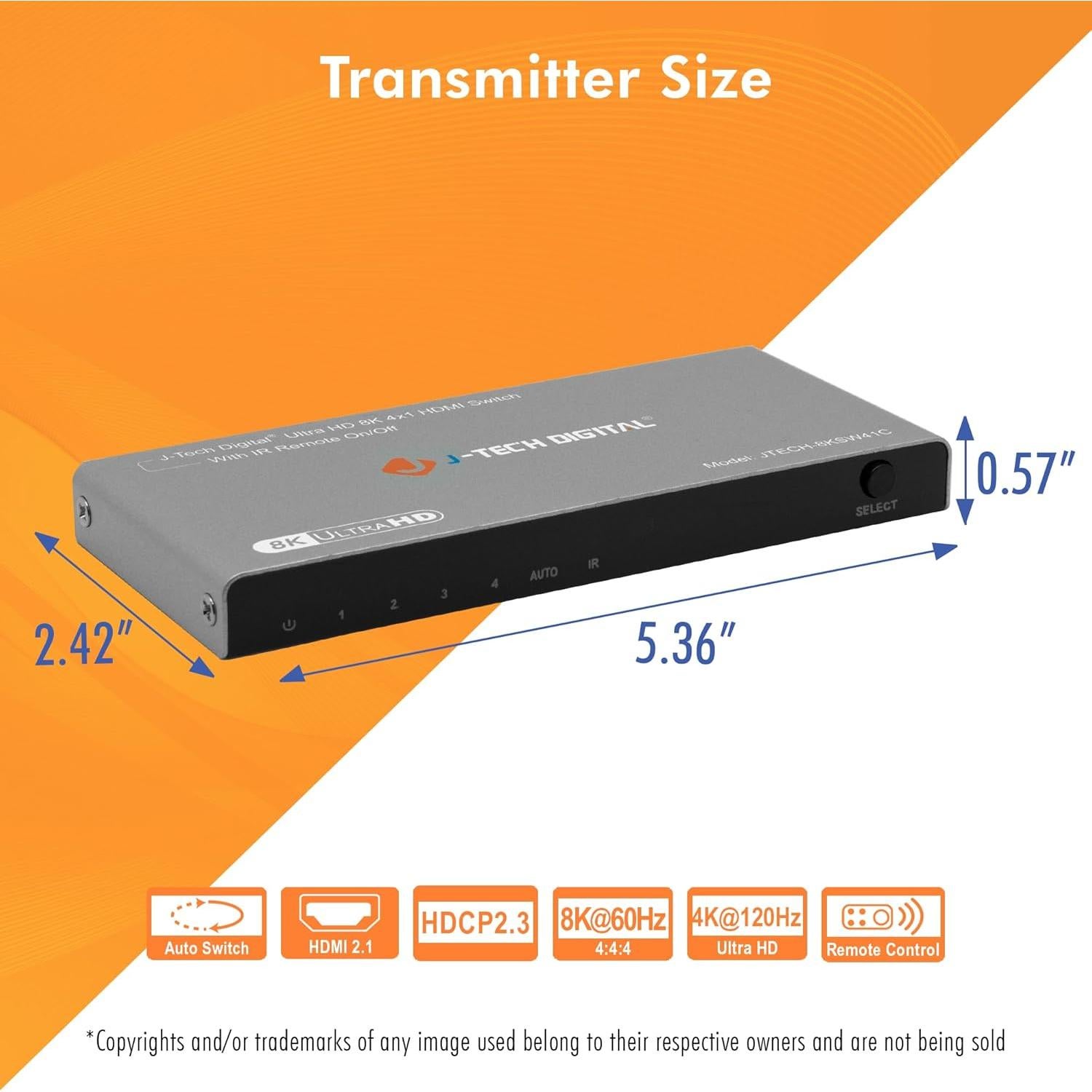 Switch HDMI 4K 120Hz J-Tech Digital 4 en 1 Automático