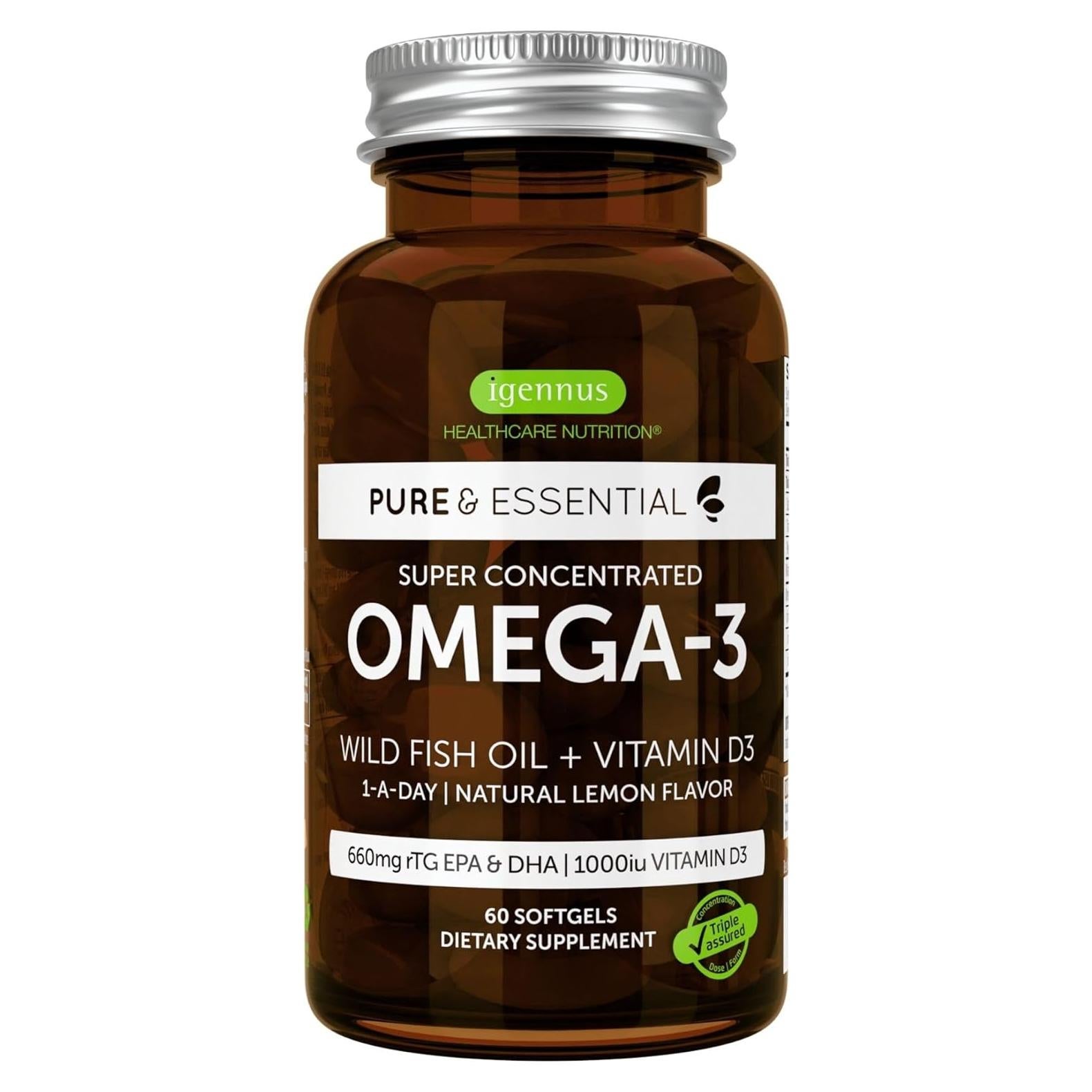 Suplemento Omega-3 rTG Igennus 60 Cápsulas Blandas con Vitamina D3