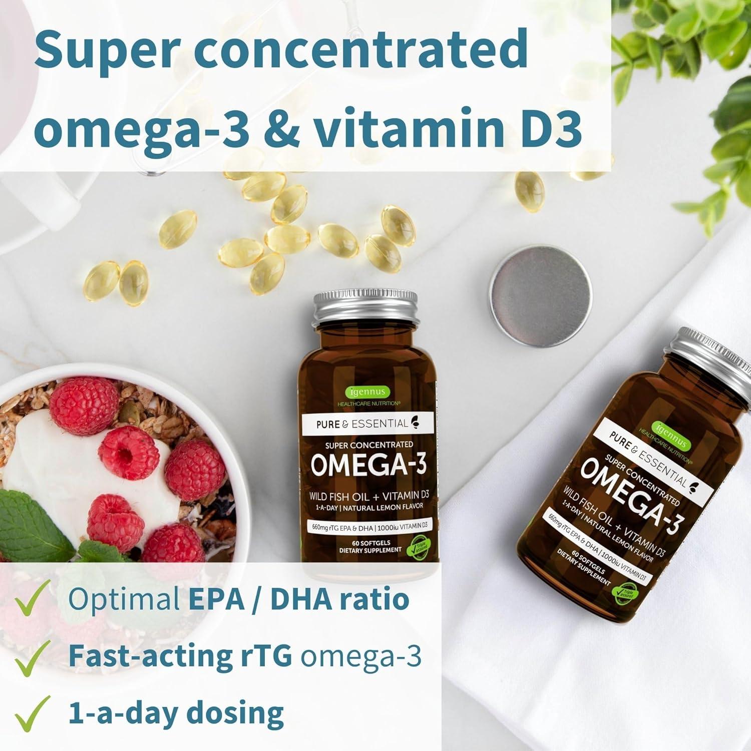 Suplemento Omega-3 rTG Igennus 60 Cápsulas Blandas con Vitamina D3
