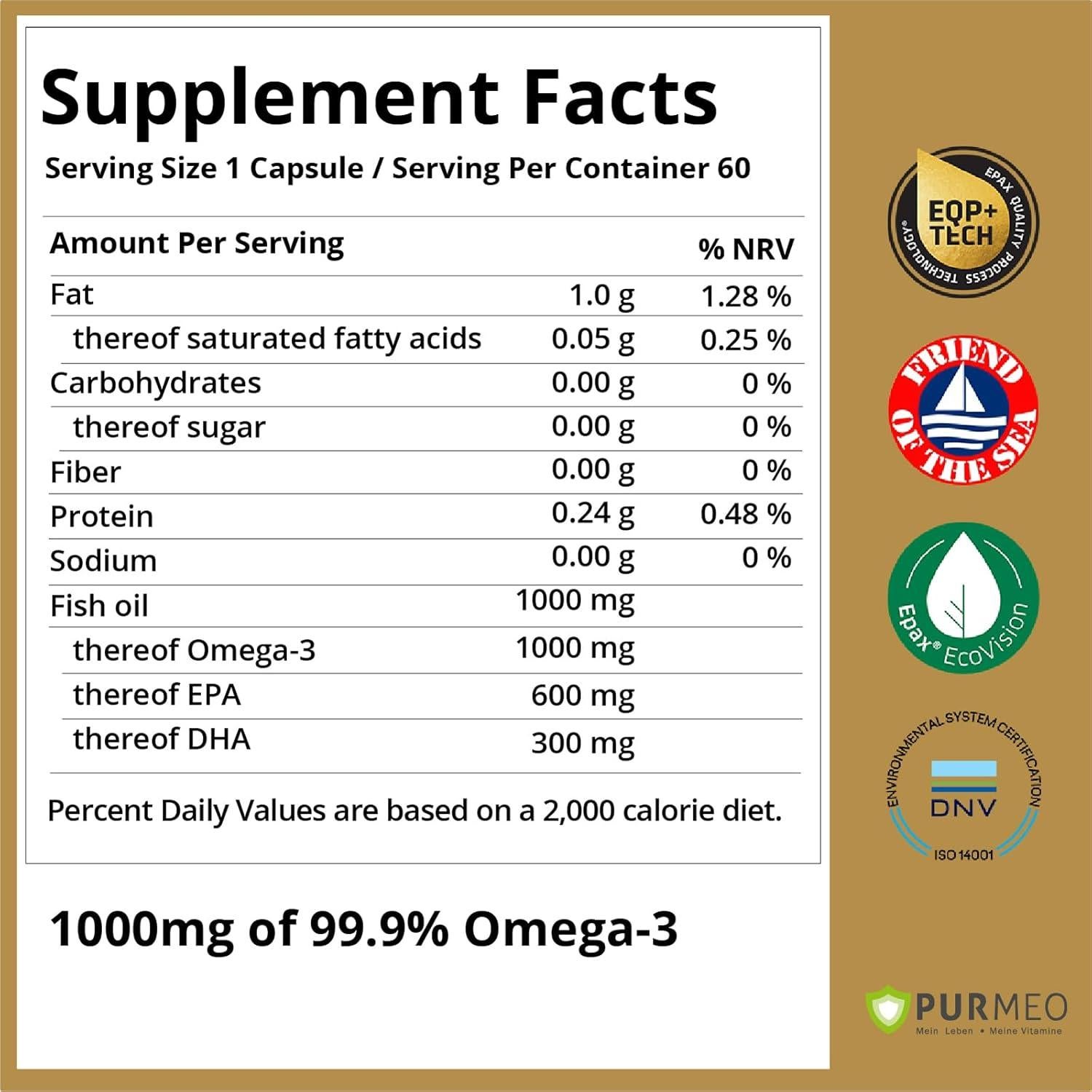 Aceite de Pescado Omega-3 TGN 1000mg 99.9% Puro Sin Sabor