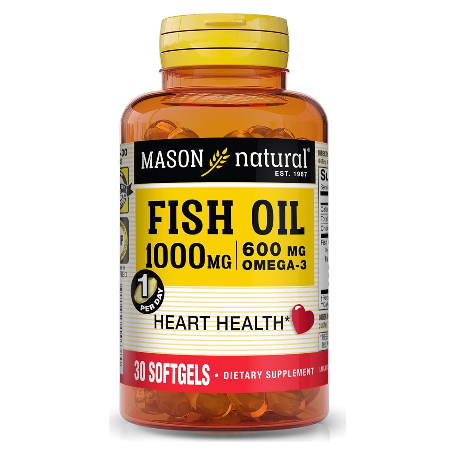 Aceite de Pescado 1000mg Mason Vitamins Omega-3 30 Cápsulas