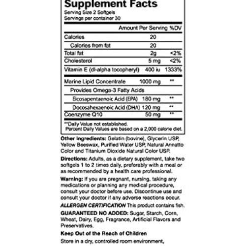 Trío del Corazón Mason Natural CoQ10 Vitamina E Omega-3 180 Cápsulas
