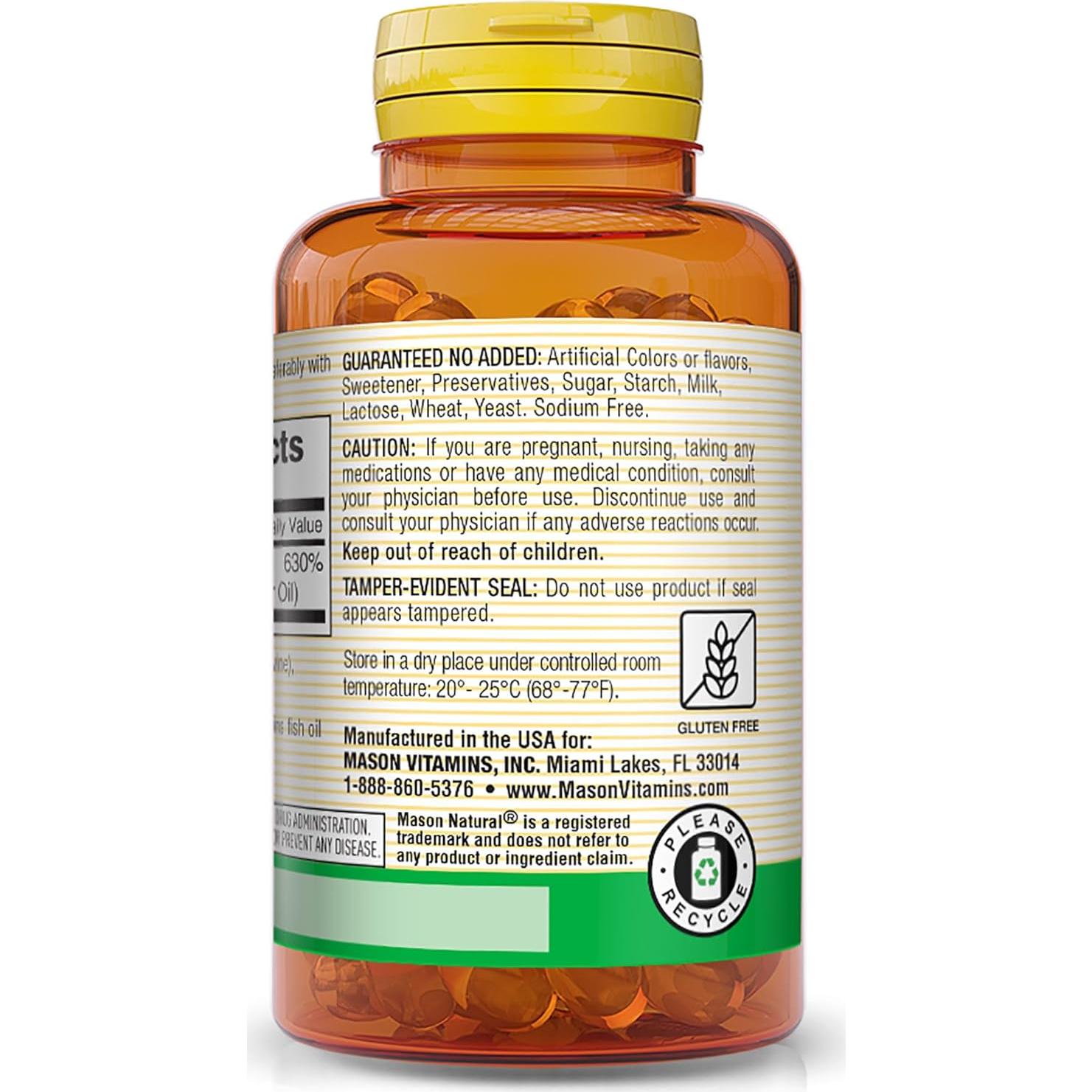 Vitamina D3 125 mcg Mason Natural 100 Cápsulas Blandas