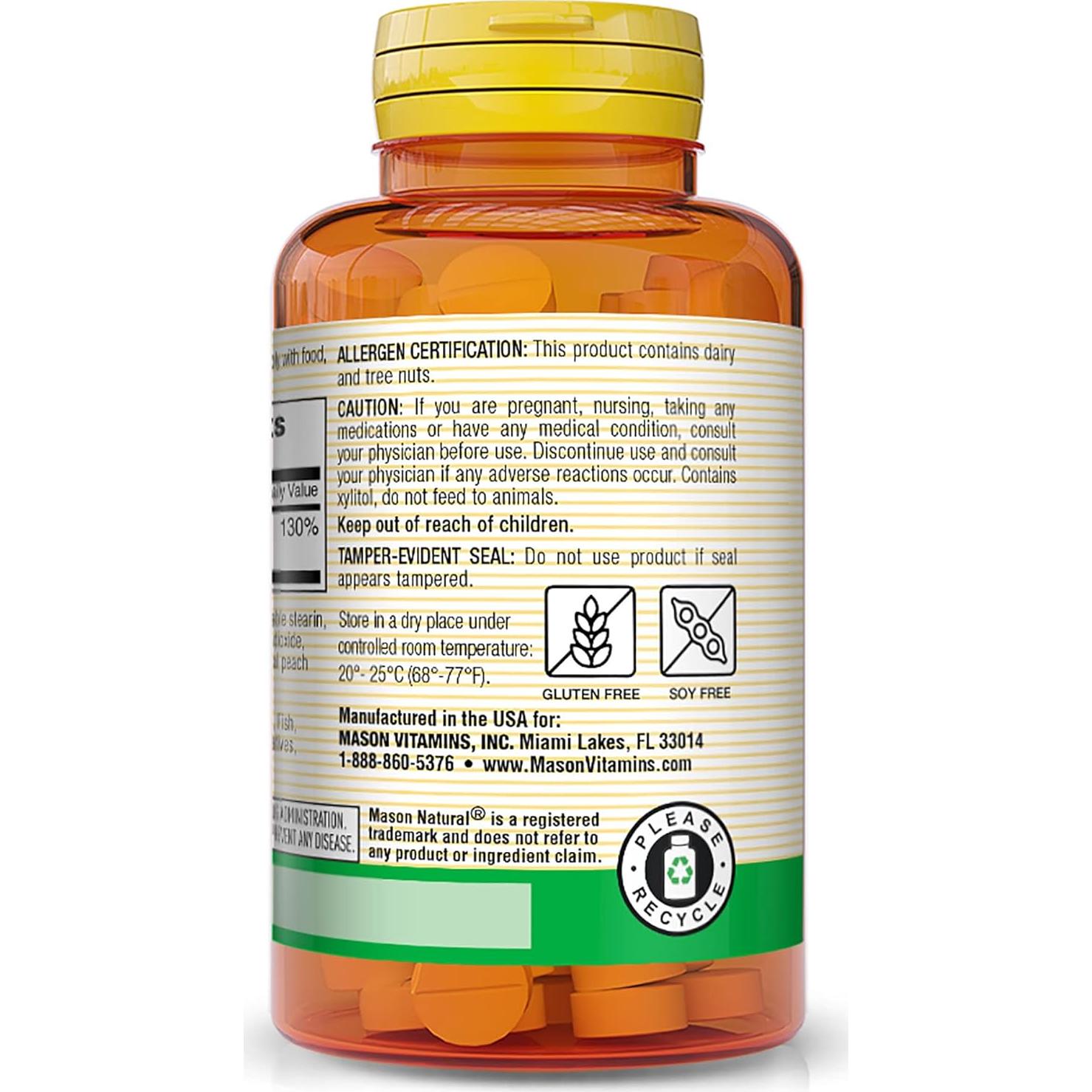 Mason Natural Vitamina D3 25 mcg 1000 UI Masticables Durazno 150g