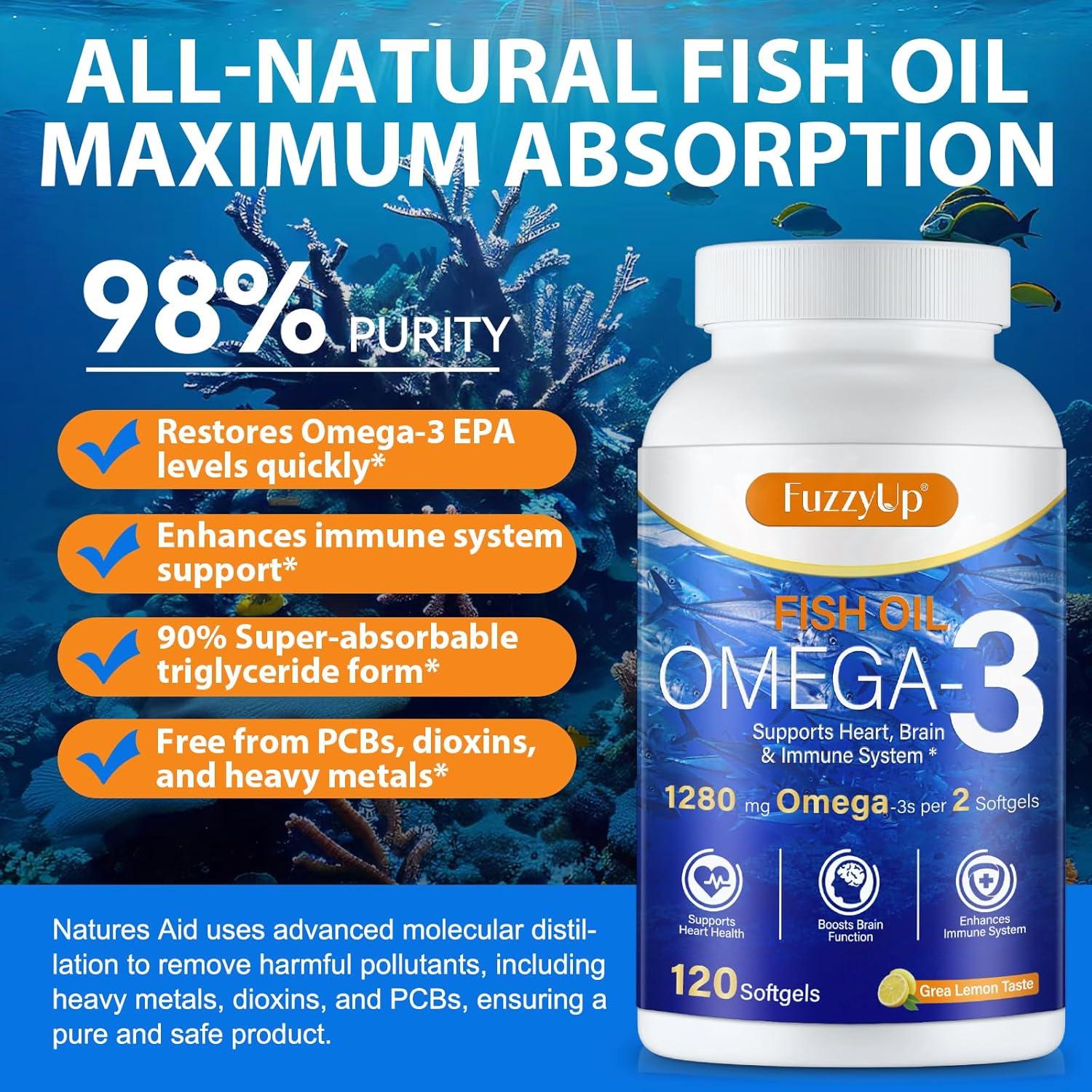 Suplemento Aceite de Pescado Omega 3 Fuz 1280mg 120 Cápsulas