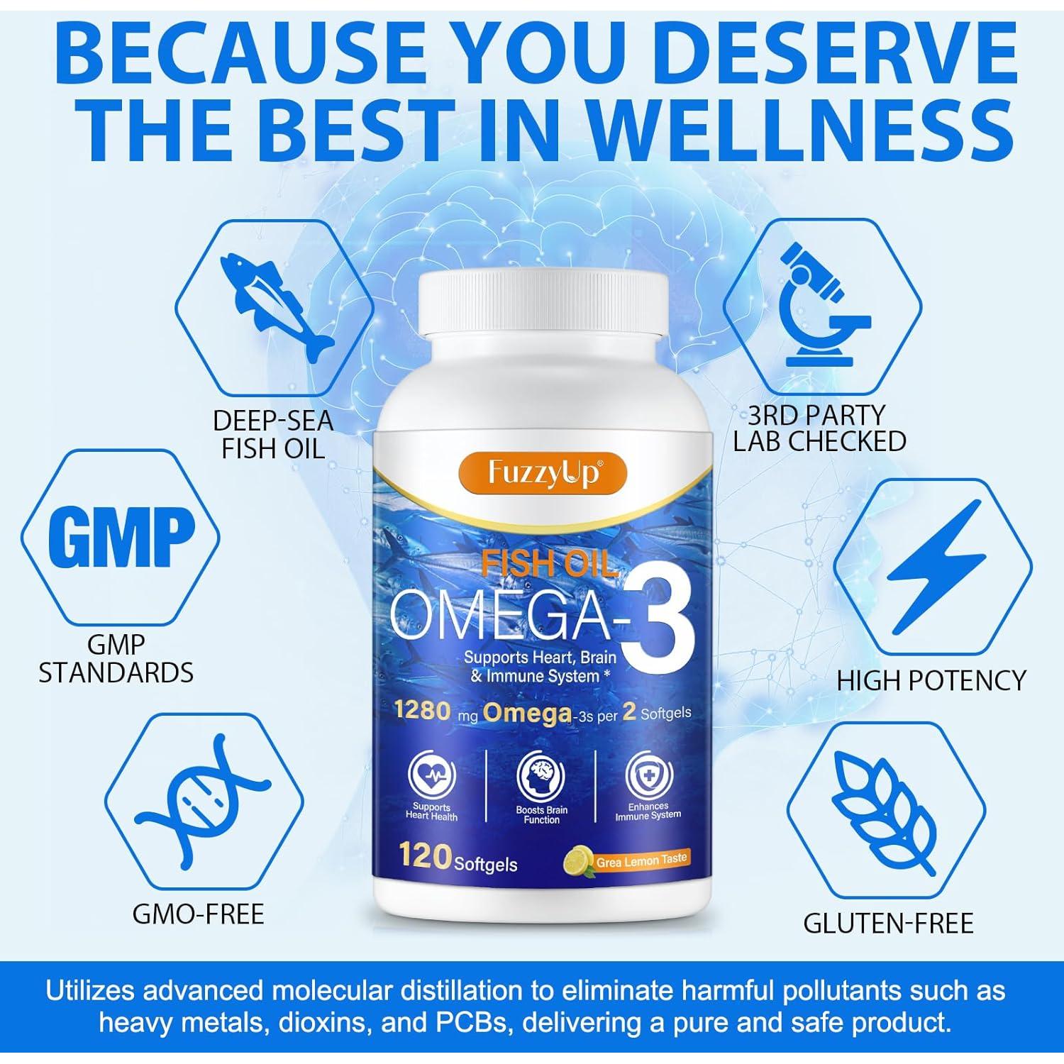 Suplemento Aceite de Pescado Omega 3 Fuz 1280mg 120 Cápsulas