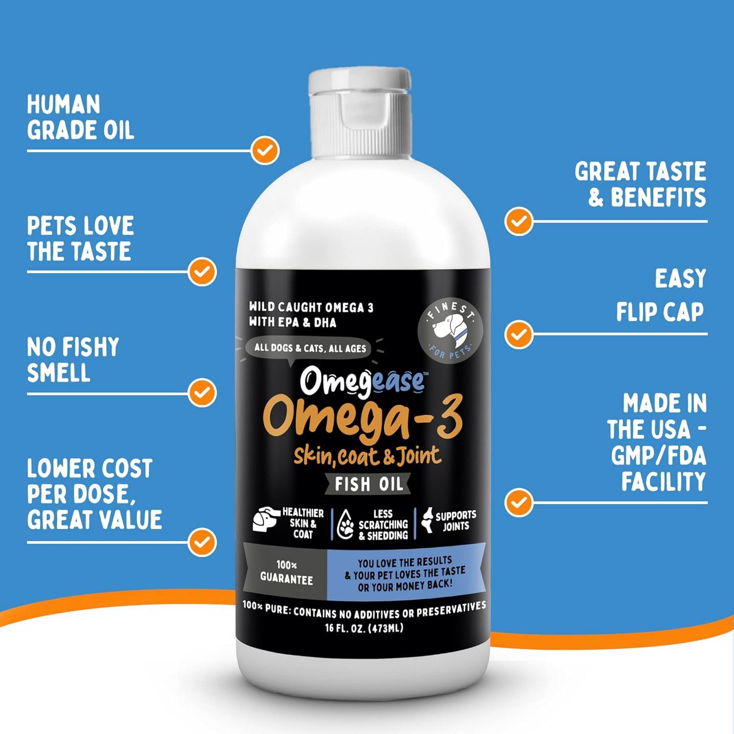 Aceite de Pescado Omega 3 Omegease 473 ml para Perros y Gatos