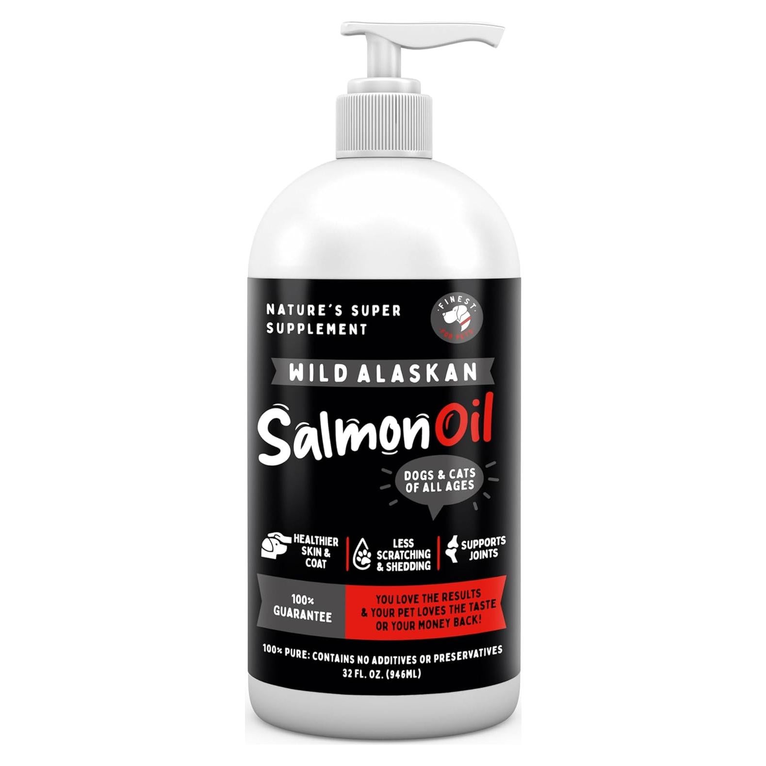 Aceite de Salmón Salvaje de Alaska 32 oz - Suplemento Omega 3 para Perros y Gatos
