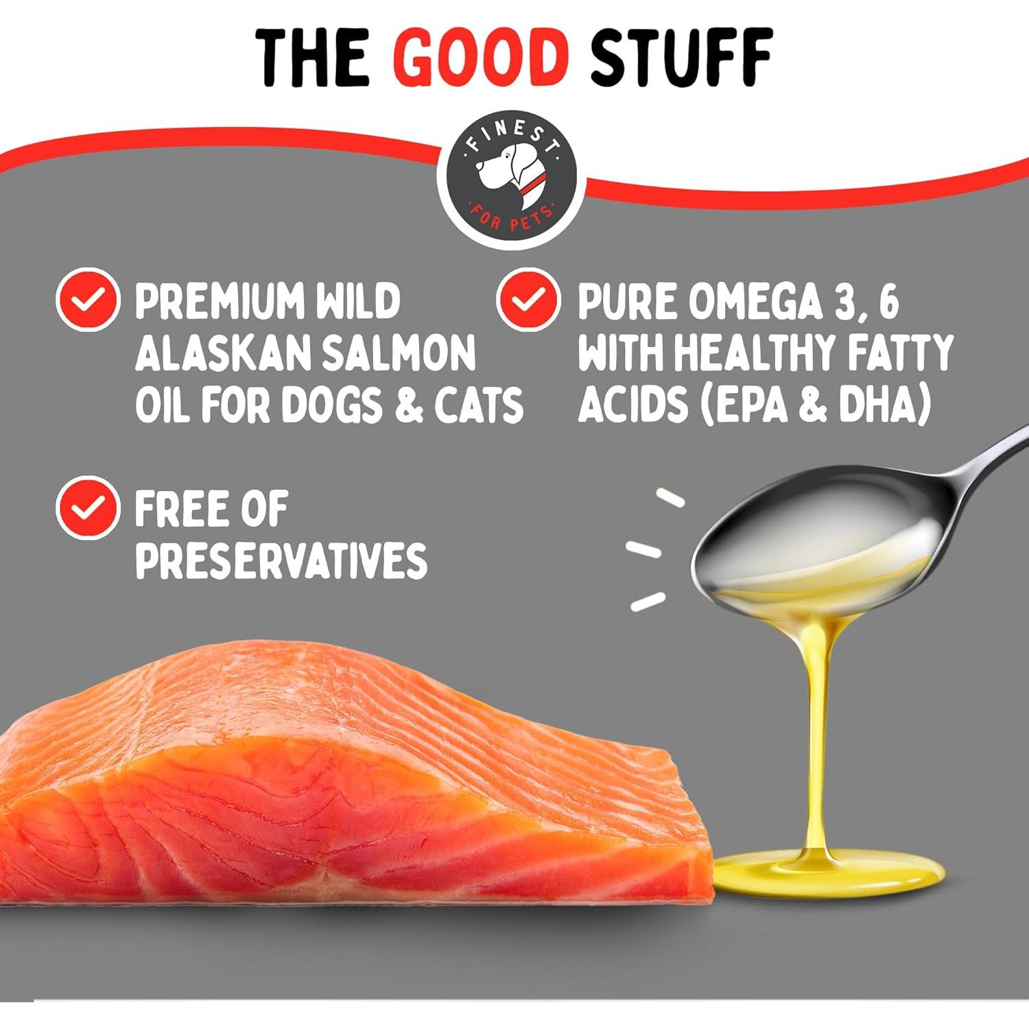 Aceite de Salmón Salvaje de Alaska 32 oz - Suplemento Omega 3 para Perros y Gatos