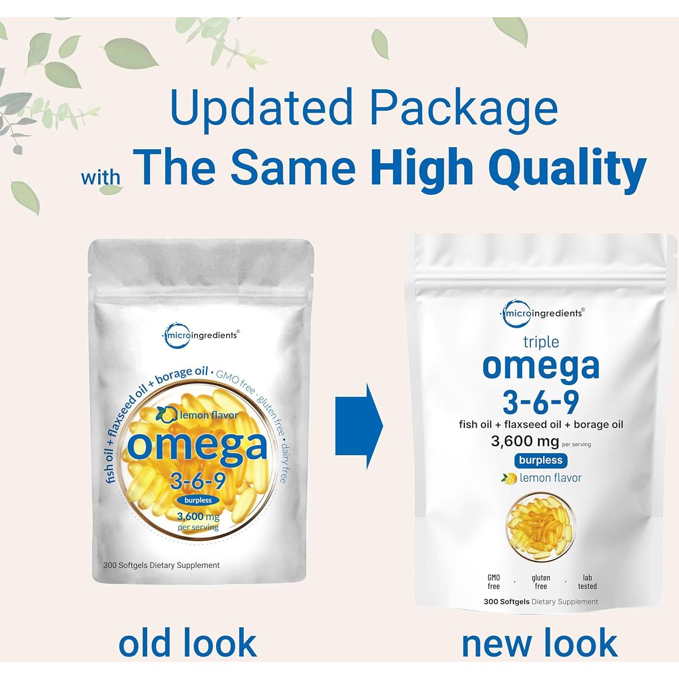 Omega 3-6-9 Micro Ingredients 3600mg 300 Gelatinas Blandas Limón