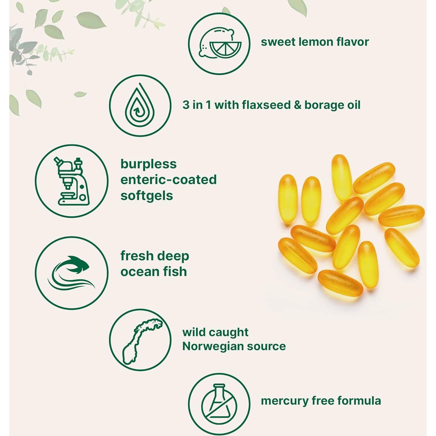 Omega 3-6-9 Micro Ingredients 3600mg 300 Gelatinas Blandas Limón