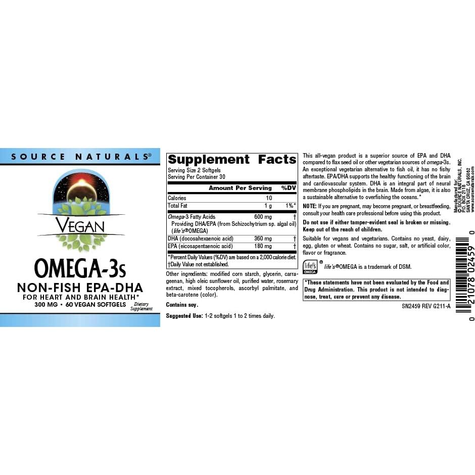 Omega-3s Veganos Source Naturals 300 mg - 60 Gelatinas