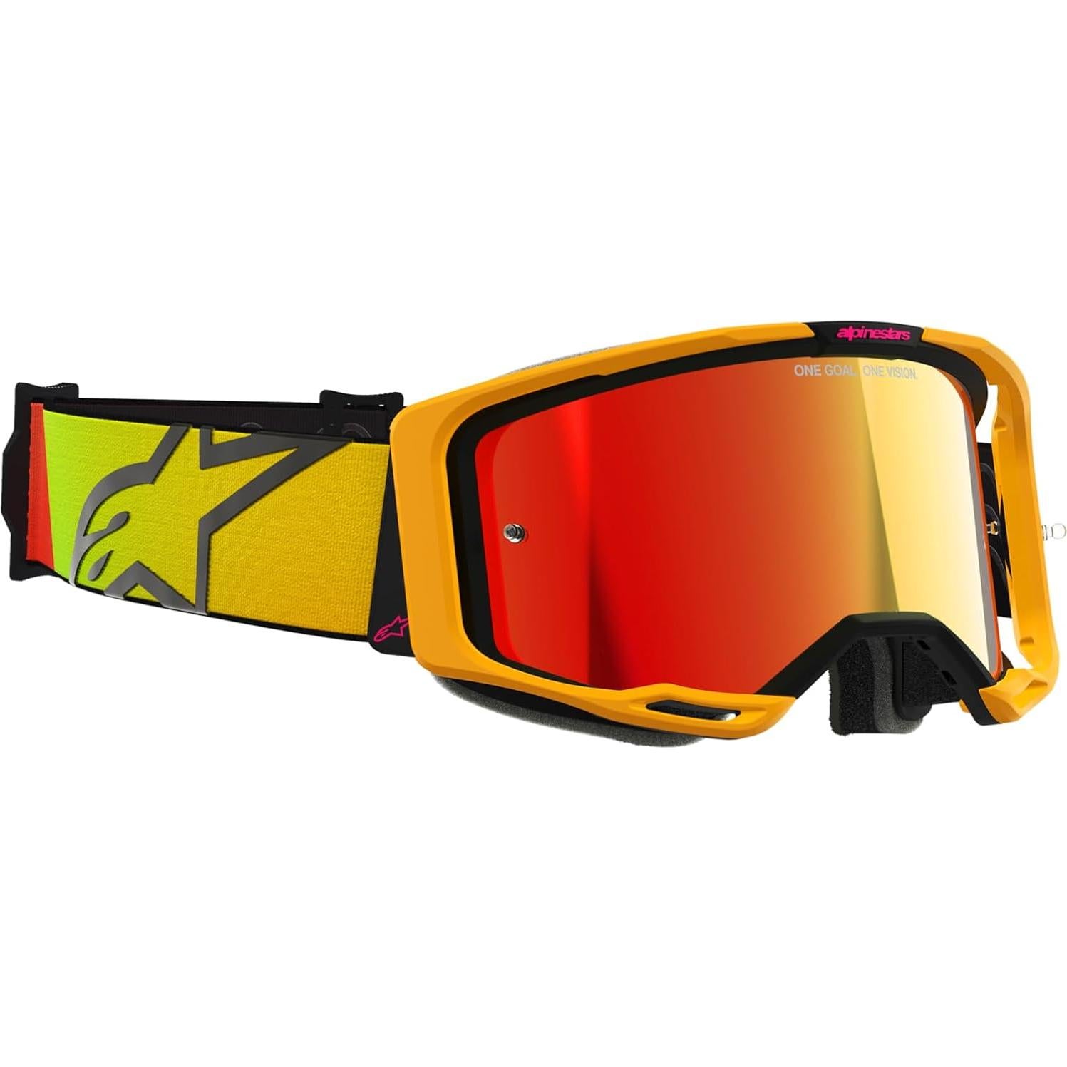 Gafas Off Road Alpinestars Vision 8 Amarillo/Rosa Lente Roja