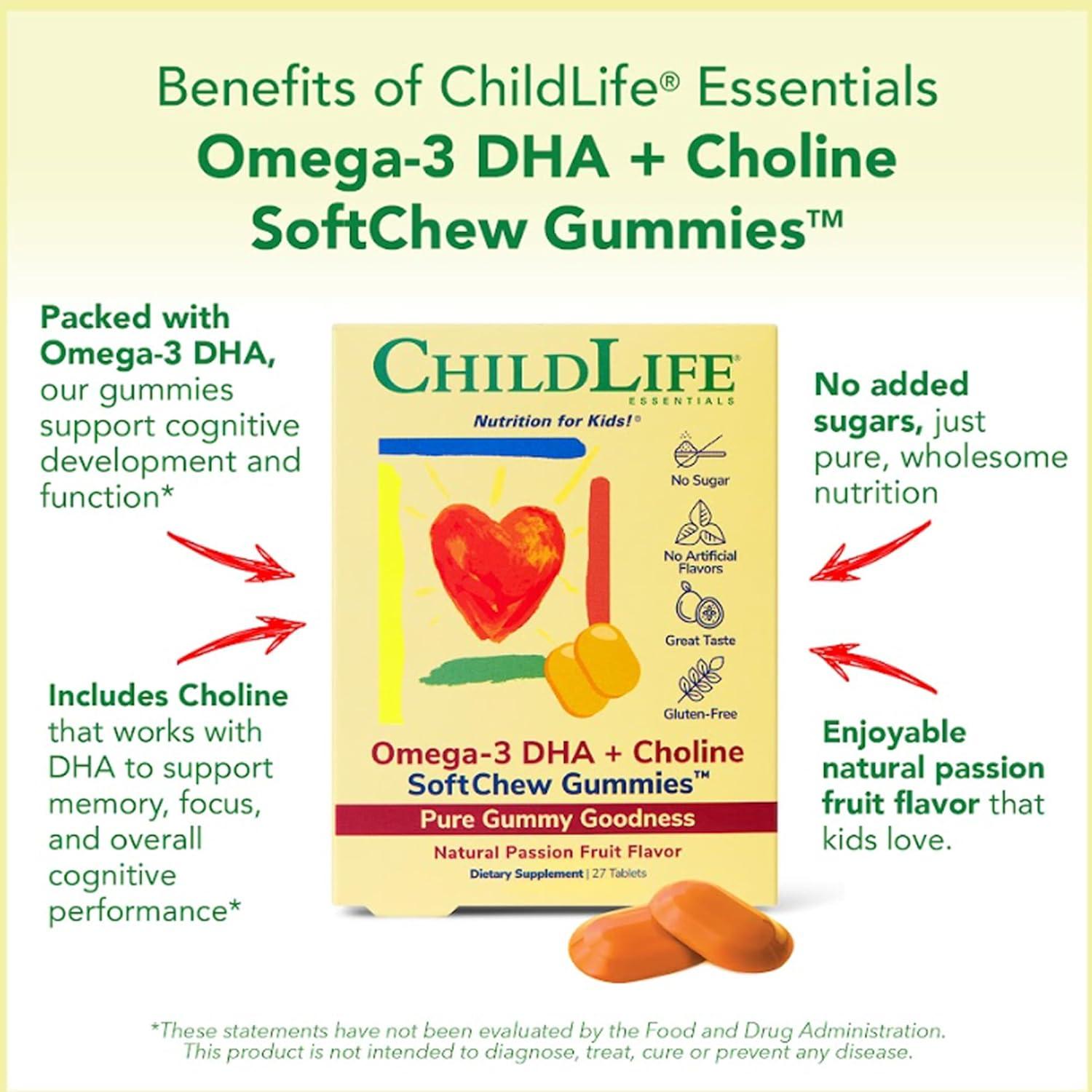 Gominolas Omega-3 DHA + Colina CHILD LIFE 27 Tabletas