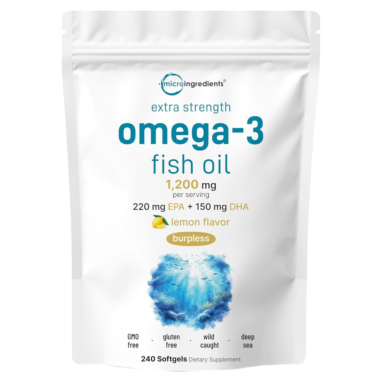 Suplemento Omega 3 Micro Ingredients 1200mg 240 Gelatinas Blandas