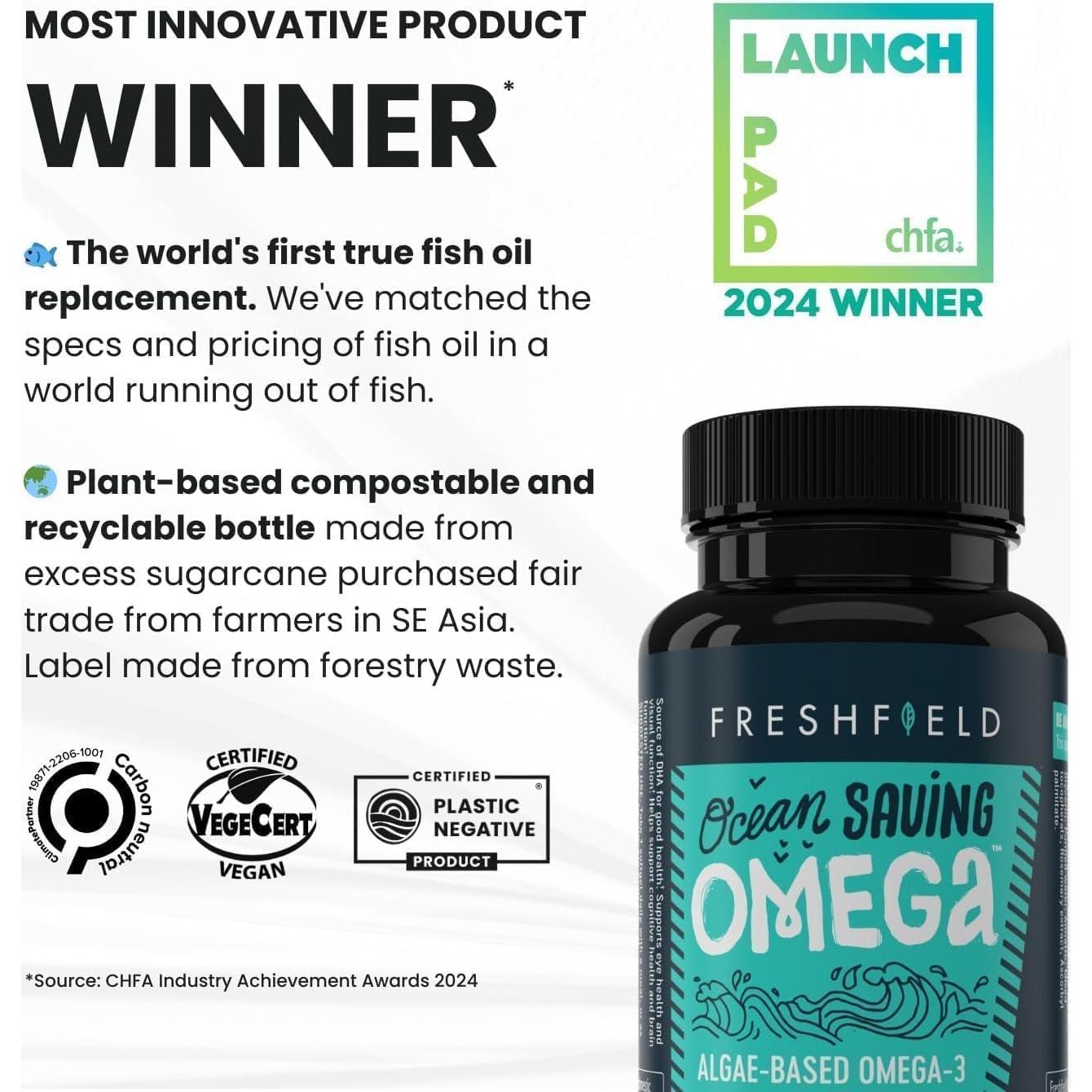 Suplemento Omega 3 DHA Ocean Saving 60 Cápsulas de Algas