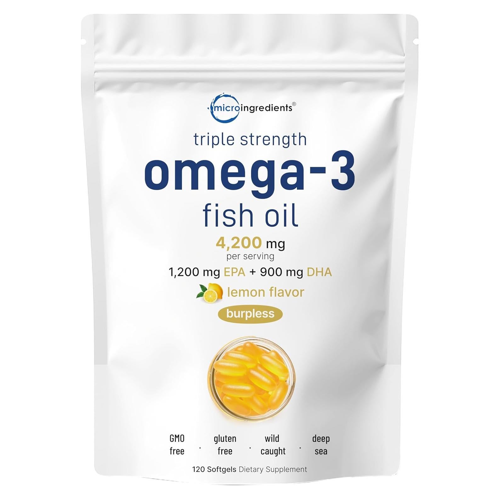 Suplemento Omega 3 Micro Ingredients 4200mg 120 Gelatinas Blandas