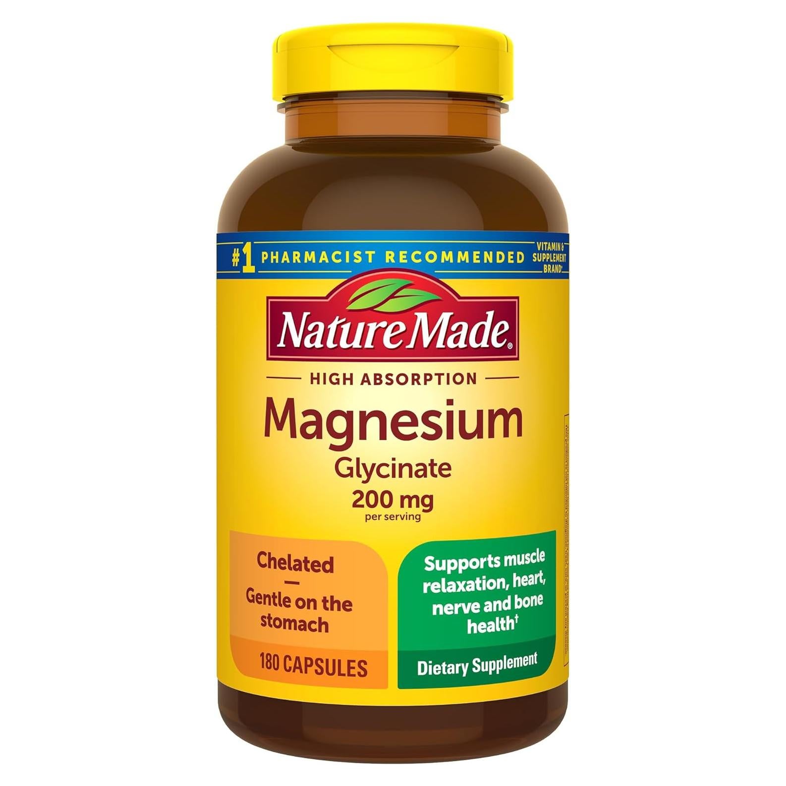 Nature Made Magnesio Glicinato 200 mg 180 Cápsulas Suplemento