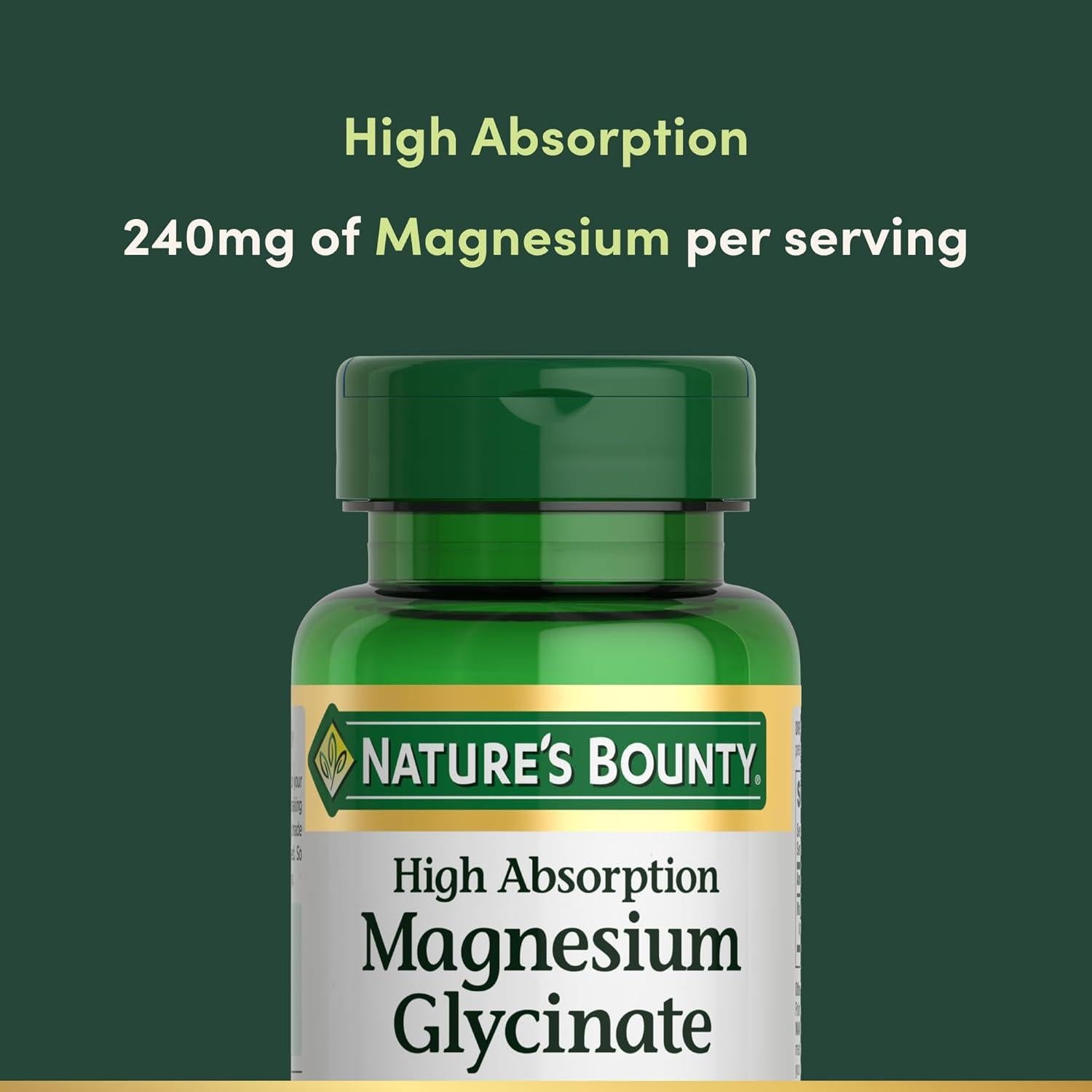 Magnesio Glicinato Nature's Bounty 240 mg 120 Cápsulas
