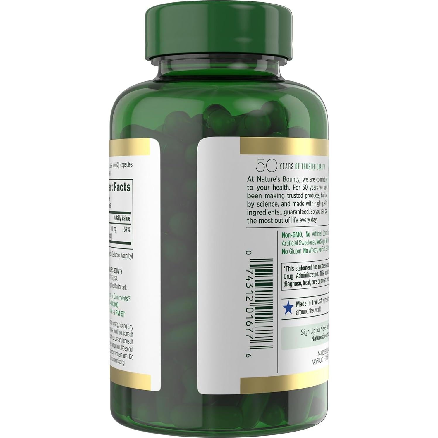 Magnesio Glicinato Nature's Bounty 240 mg 120 Cápsulas