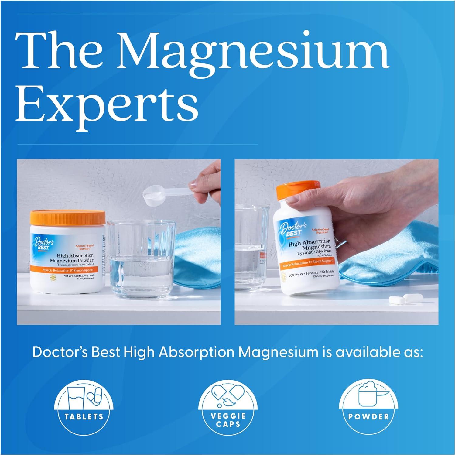 Magnesio Glicinato Lisina Doctor's Best 240 Tabletas 100 mg