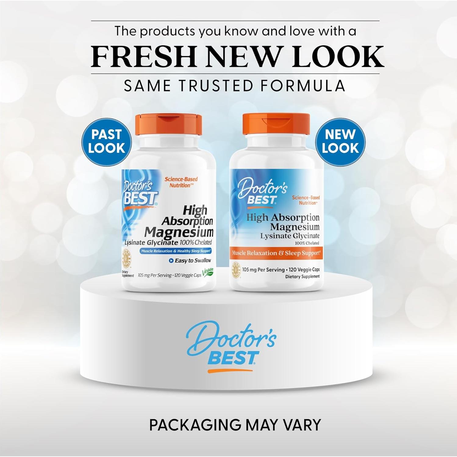 Magnesio Lisina Glicinato Doctor's Best 120 Cápsulas 105mg