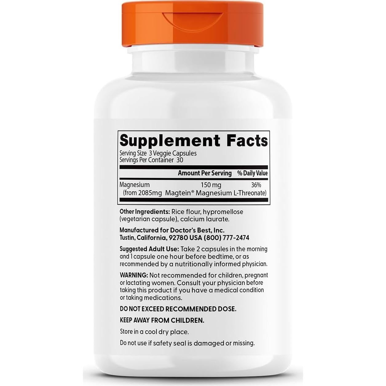 Cápsulas de Magnesio L-Treonato Doctor's Best 90 g