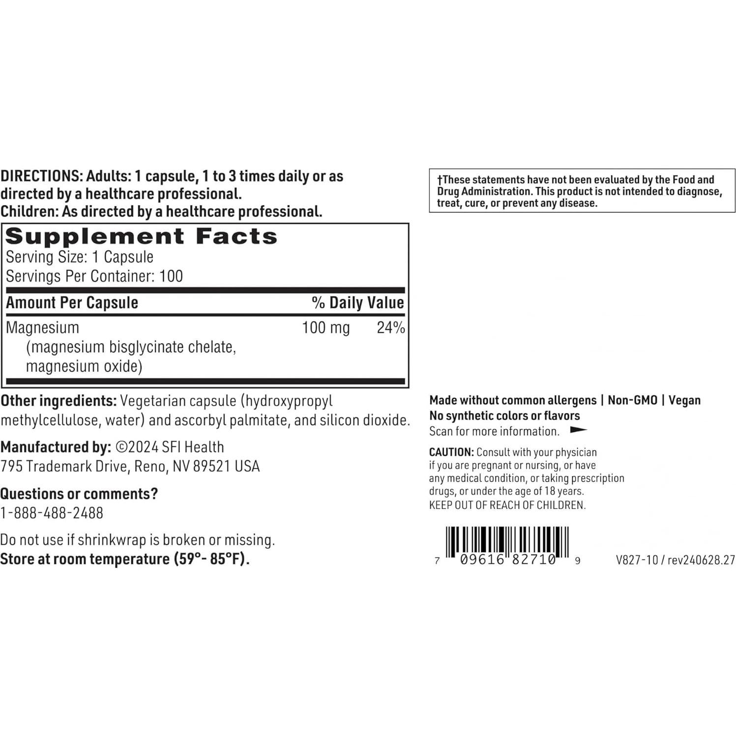 Klaire Labs Glicinato de Magnesio 100 Cápsulas - Absorción Óptima