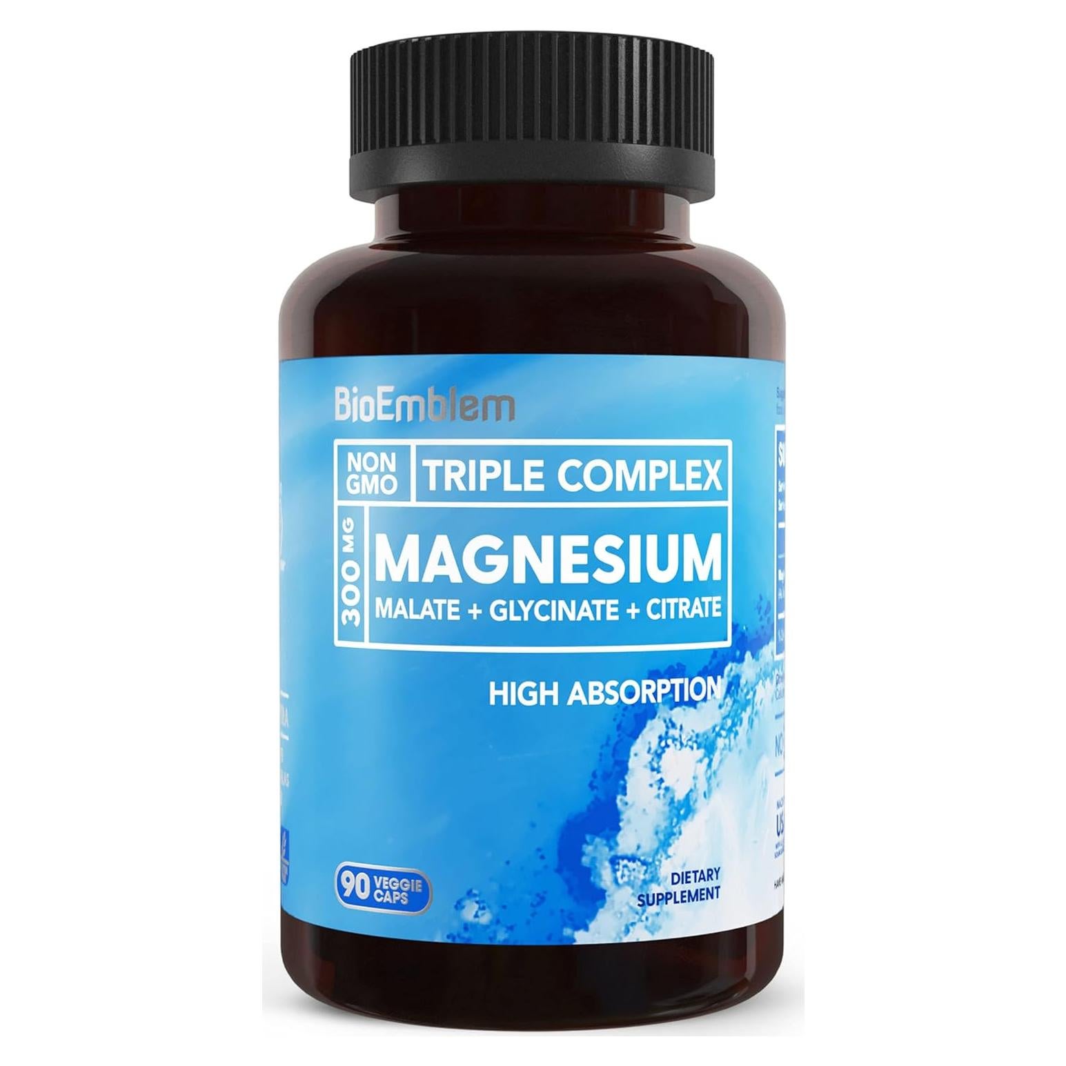 Complejo de Magnesio Triple BioEmblem 300mg | 90 Cápsulas Veganas