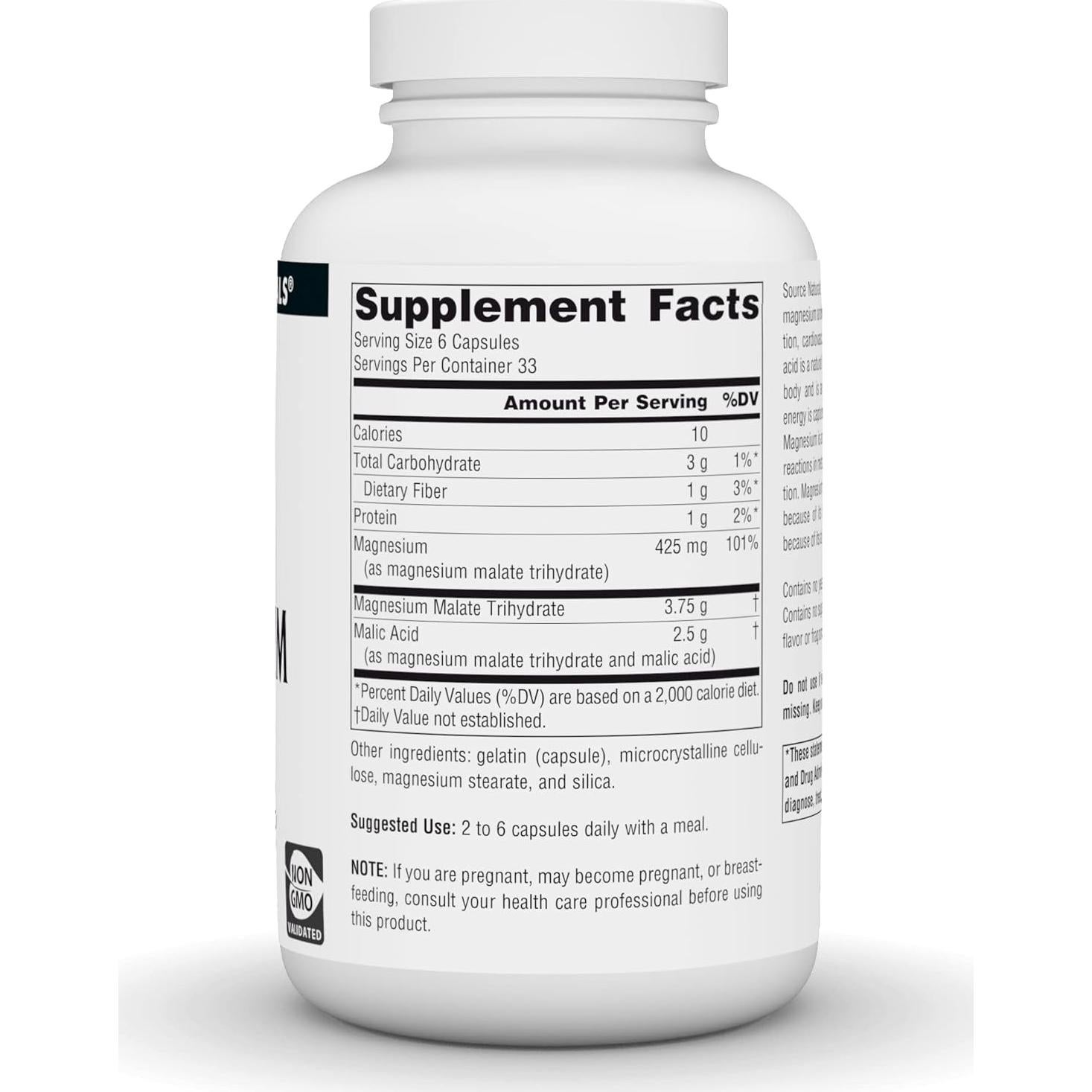 Malato de Magnesio Source Naturals 3750 MG - 200 Cápsulas