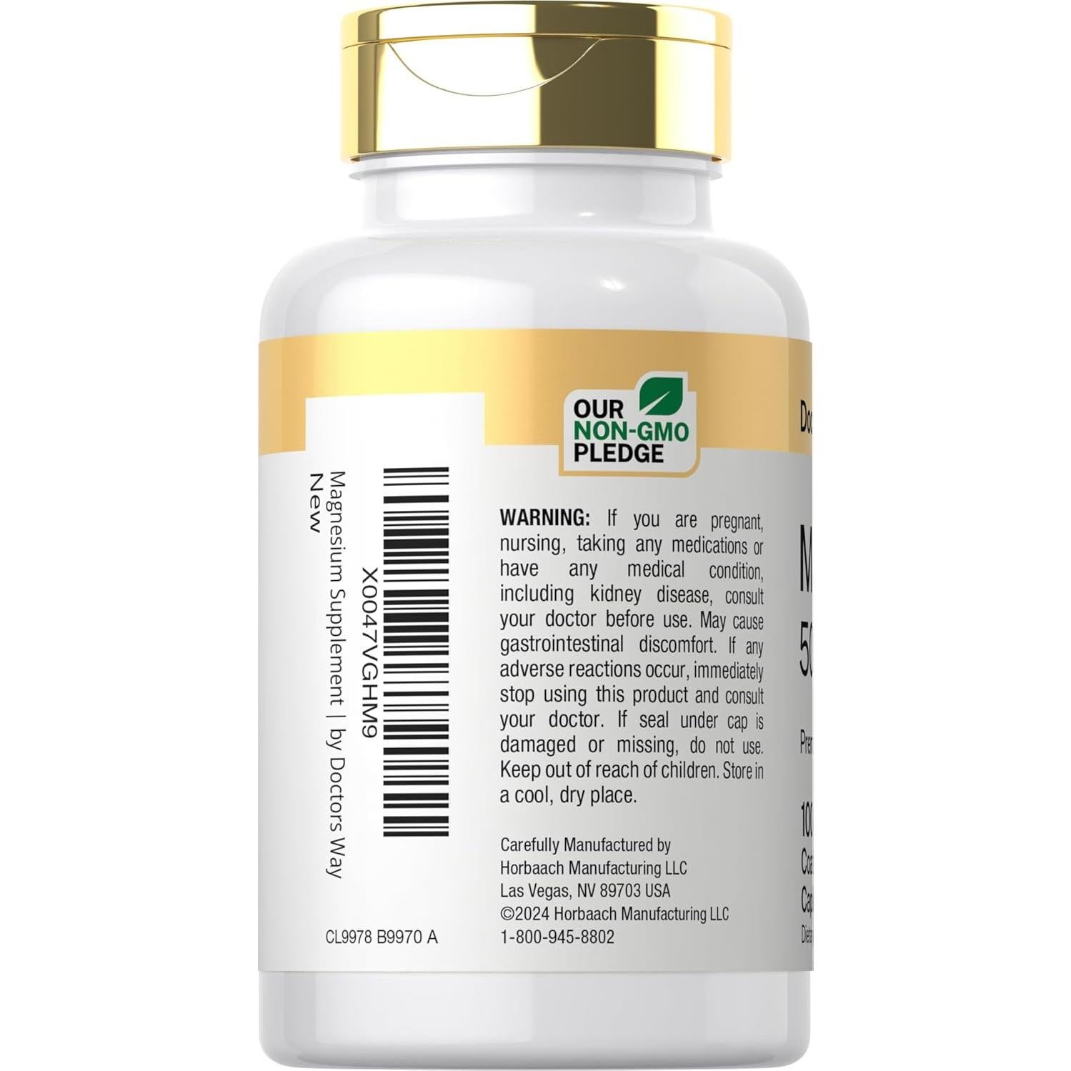 Suplemento de Magnesio Doctor's Way 500mg 100 Tabletas Recubiertas