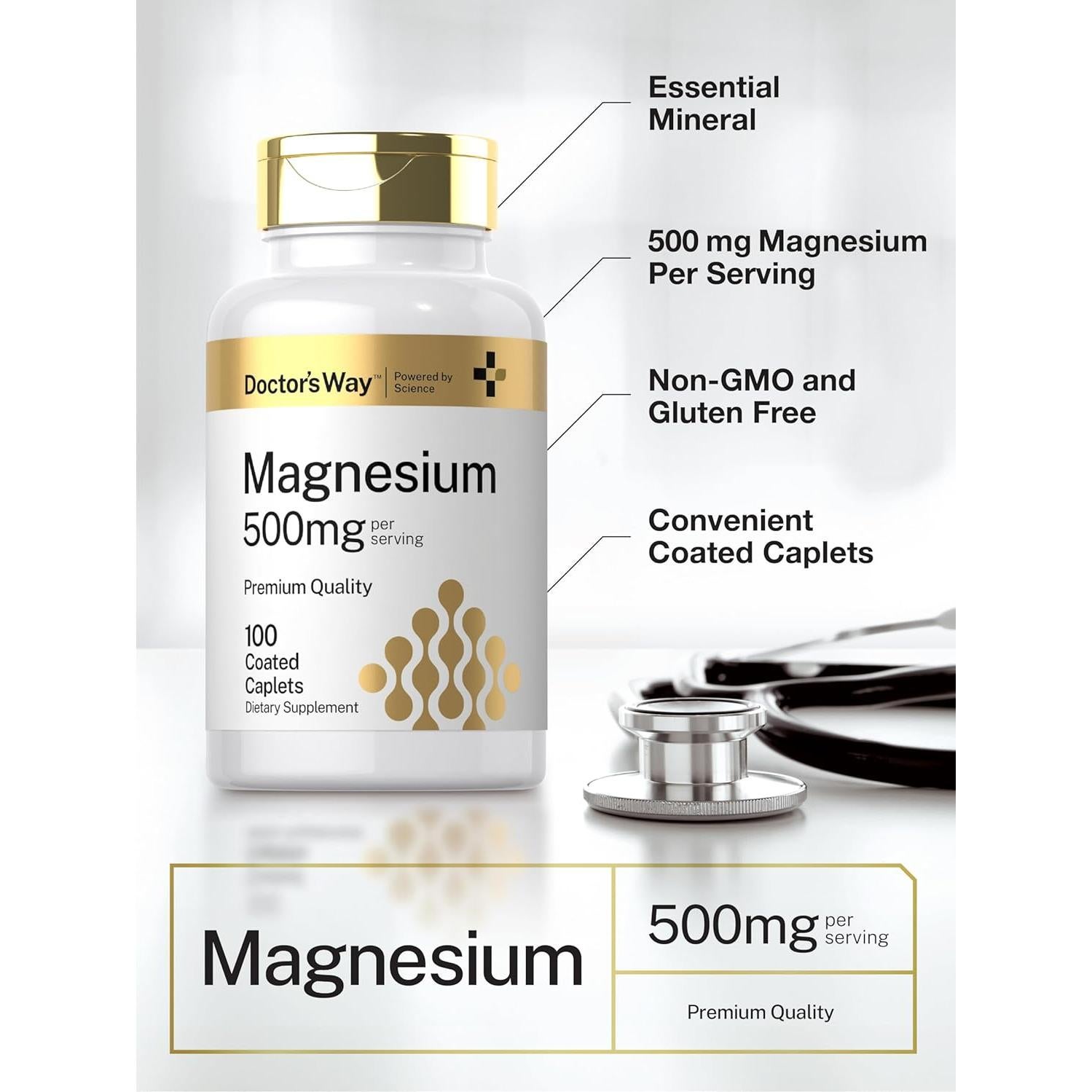 Suplemento de Magnesio Doctor's Way 500mg 100 Tabletas Recubiertas
