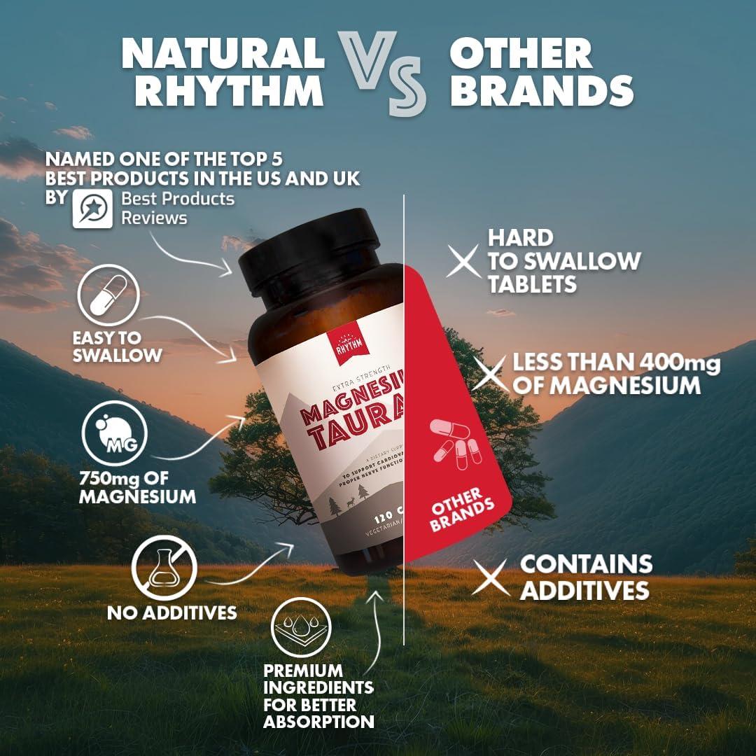 Magnesio Taurato Ritmo Natural 750mg 120 Cápsulas Alta Absorción