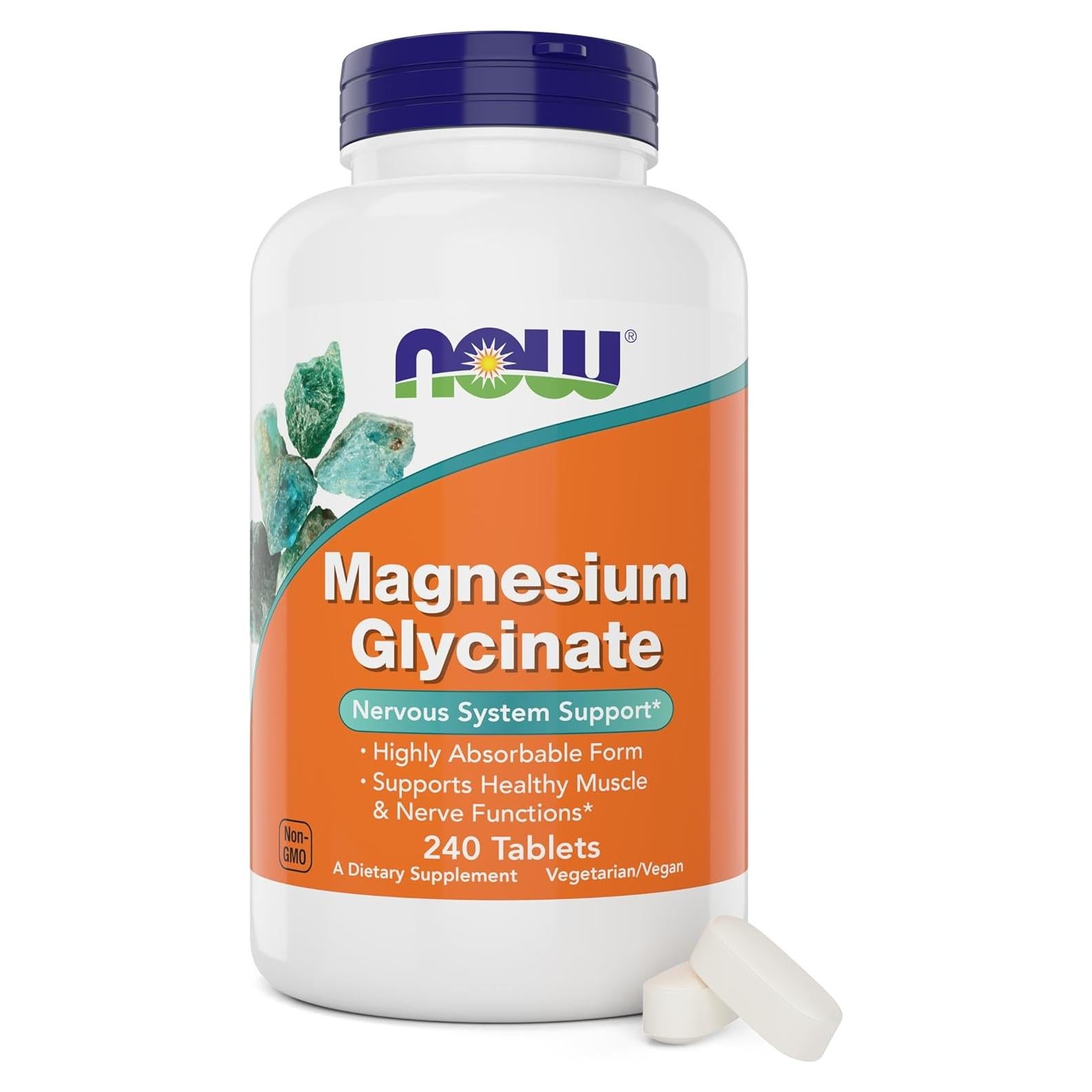 Now Foods Magnesio Glicinato 240 Tabletas - Suplemento Vegano