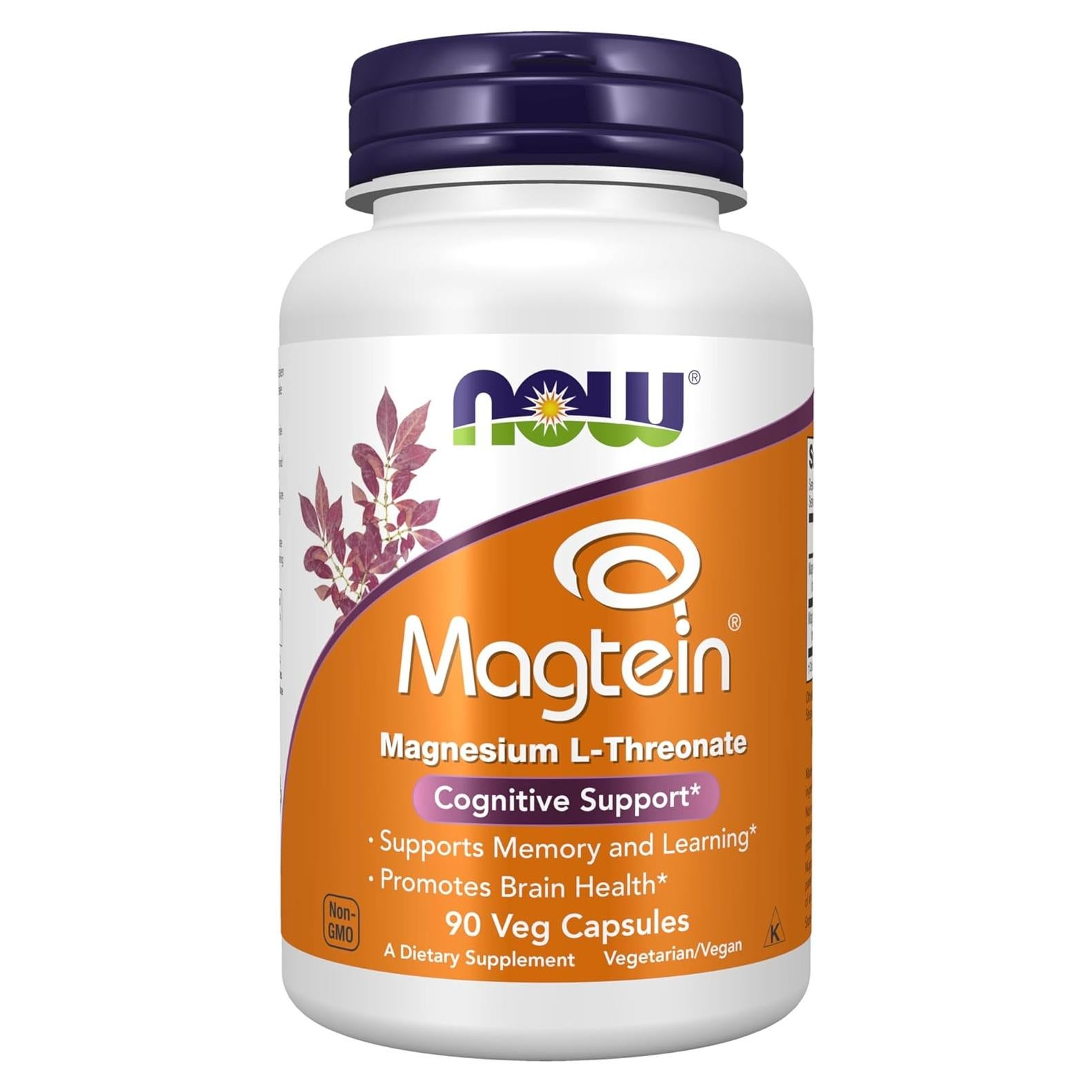 Suplemento de Magnesio NOW Foods Magtein 90 Cápsulas Veganas