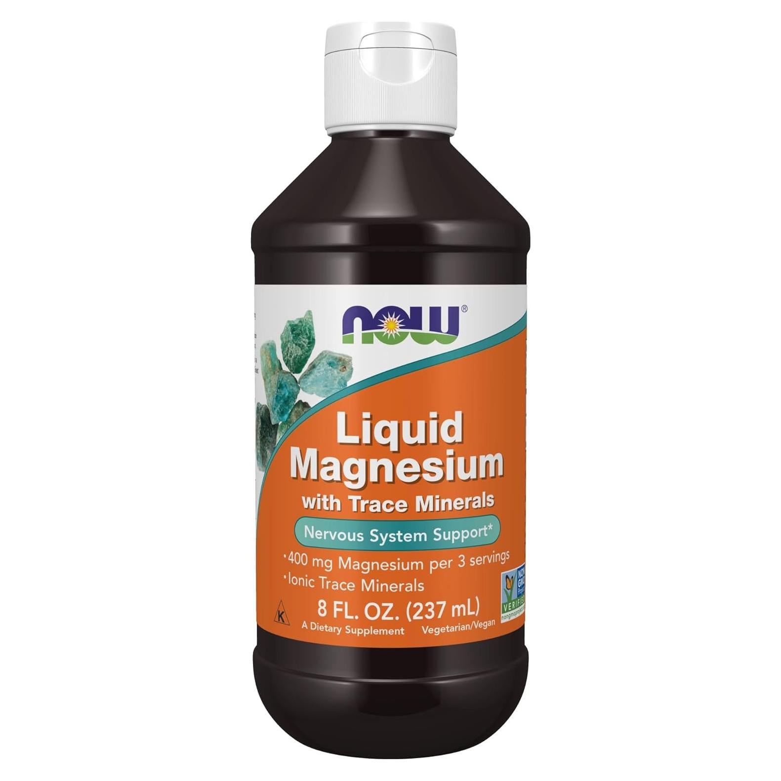 NOW Foods Magnesio Líquido 236.6 mL con Minerales Traza