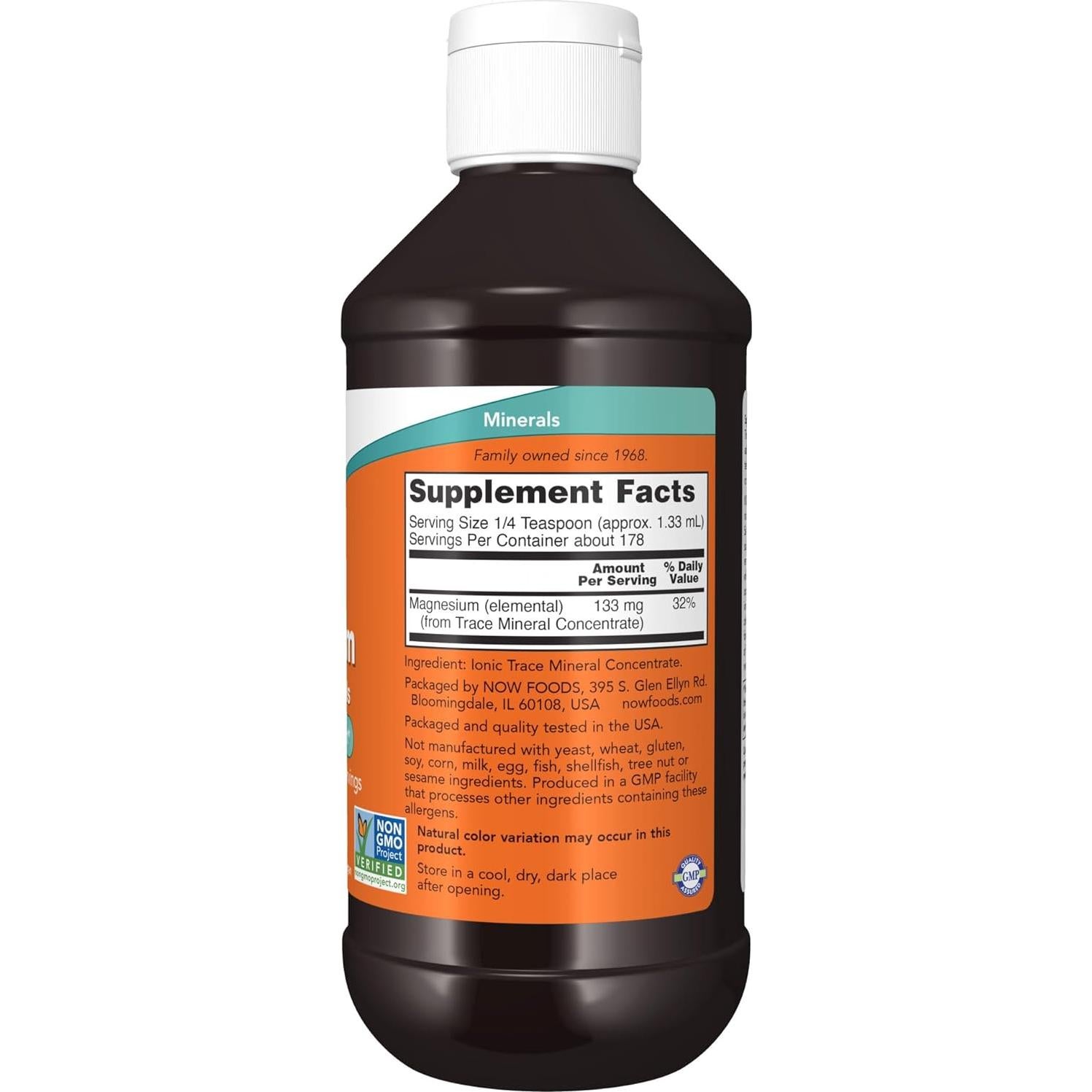 NOW Foods Magnesio Líquido 236.6 mL con Minerales Traza