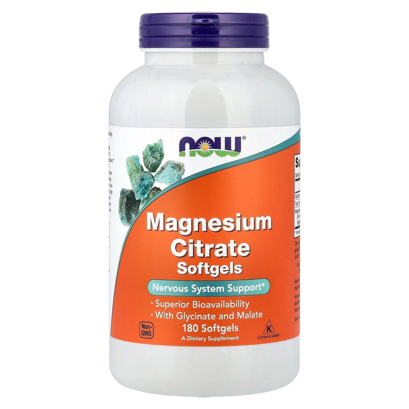 Citrato de Magnesio NOW Foods 180 Softgels 425g