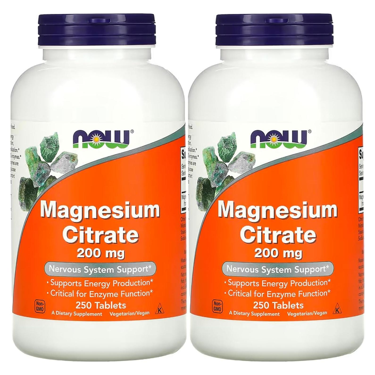 Citrato de Magnesio 200 mg Now Foods 250 tabletas