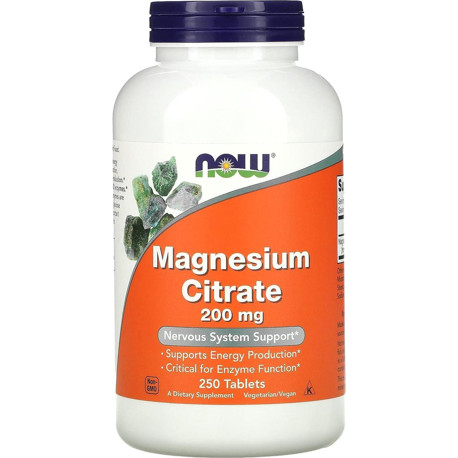 Citrato de Magnesio 200 mg Now Foods 250 tabletas