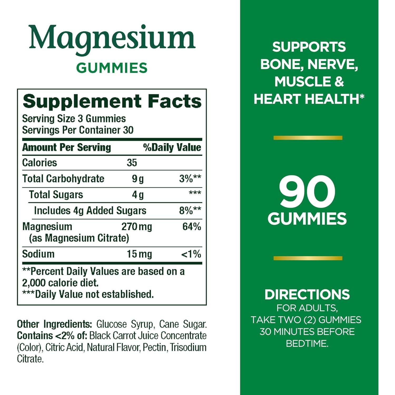 Gomitas de Magnesio Nature's Bounty 270mg 90 unidades Frambuesa