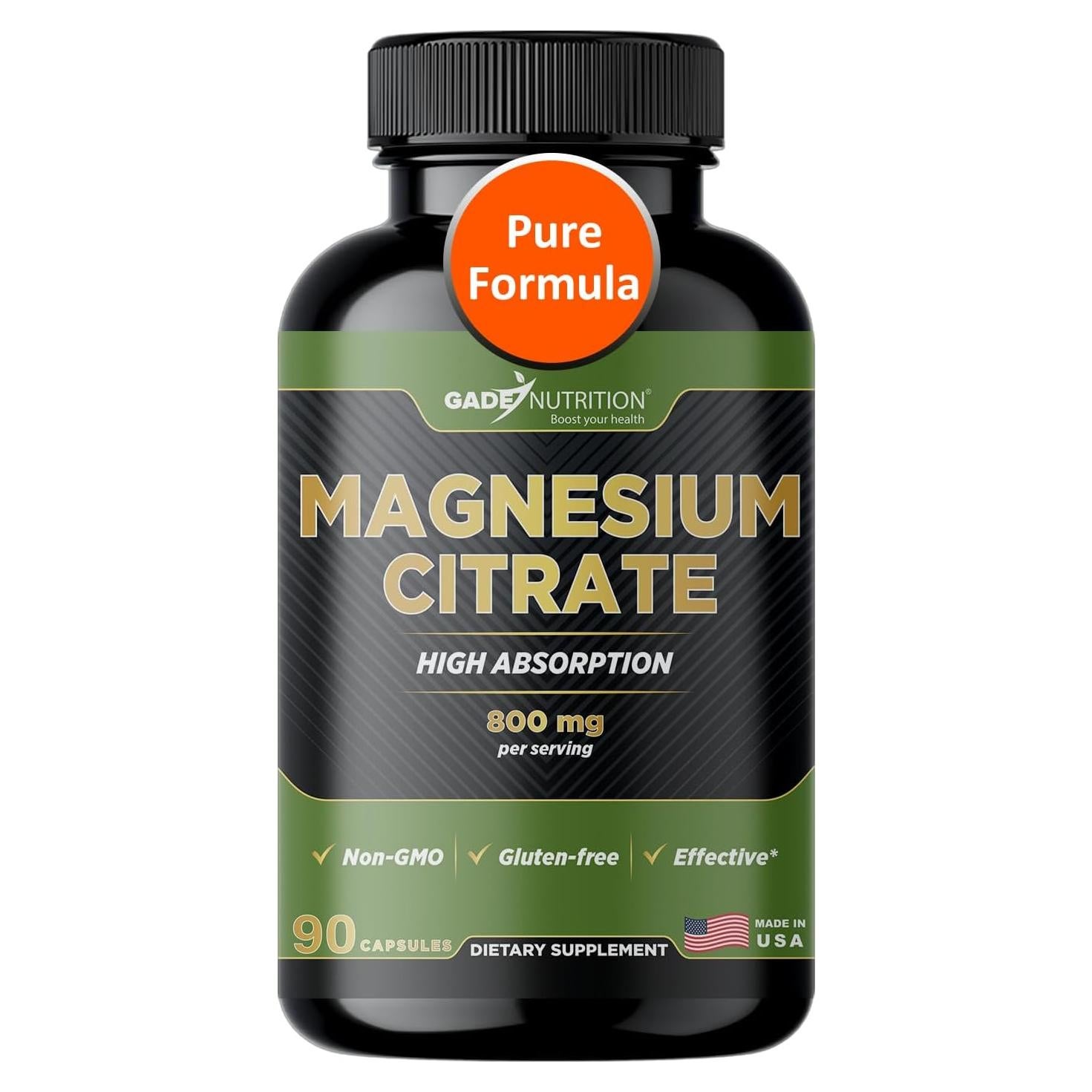 Suplemento de Citrato de Magnesio 800 mg Gade Nutrition - Cápsulas Vegetales