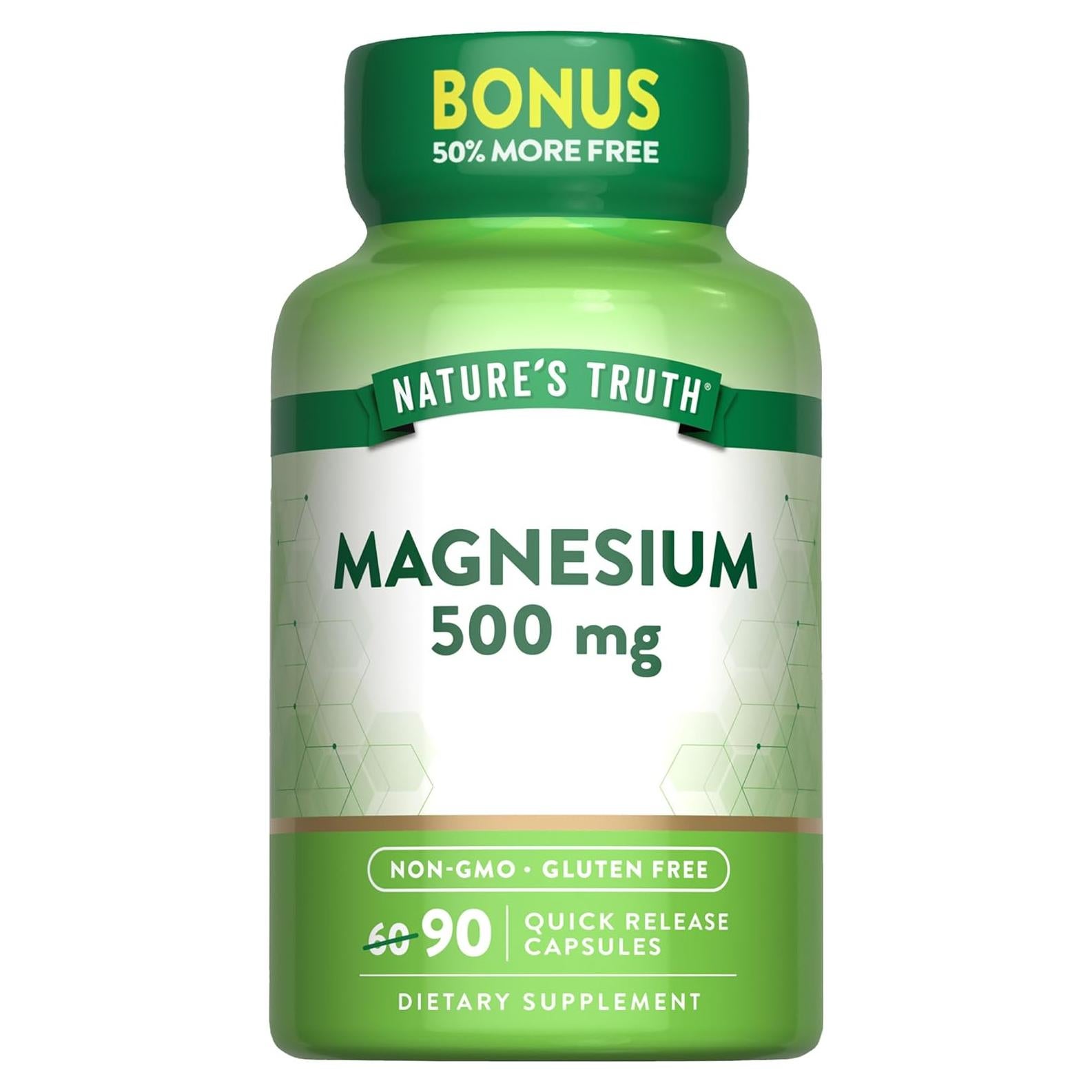 Suplemento de Óxido de Magnesio Nature's Truth 500mg 90 Cápsulas